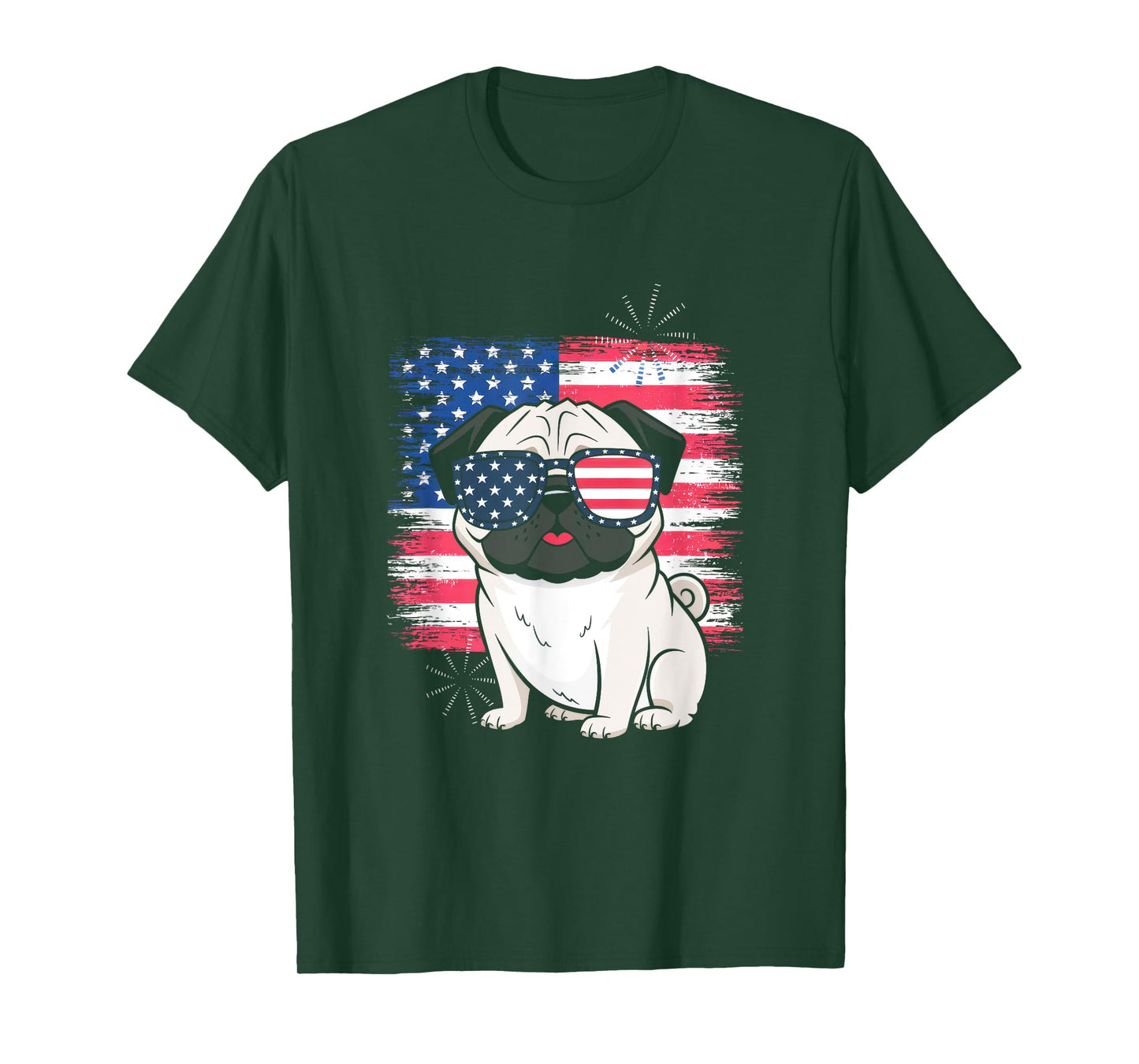 American Flag 4th Of July Pug Patriotic Holiday T-Shirt