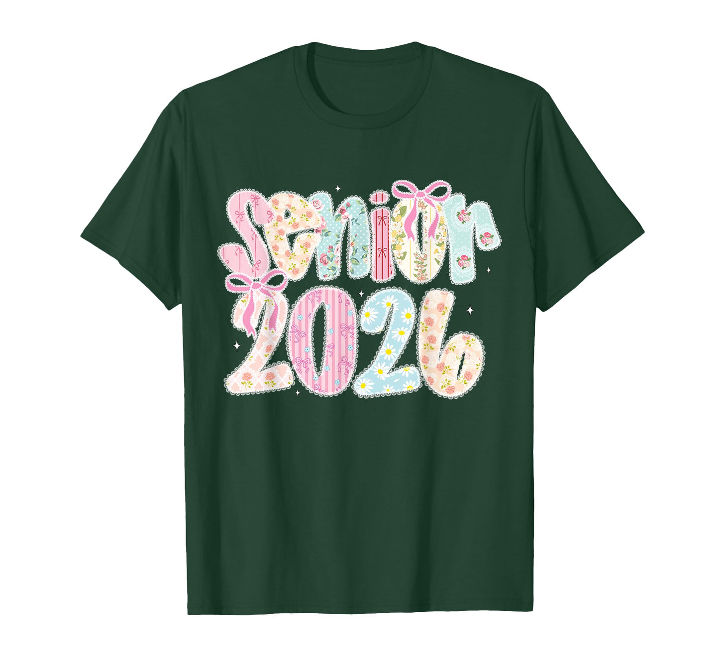 Coquette Lace Floral Pastel Senior 2026 Senior 26 Graduation T-Shirt