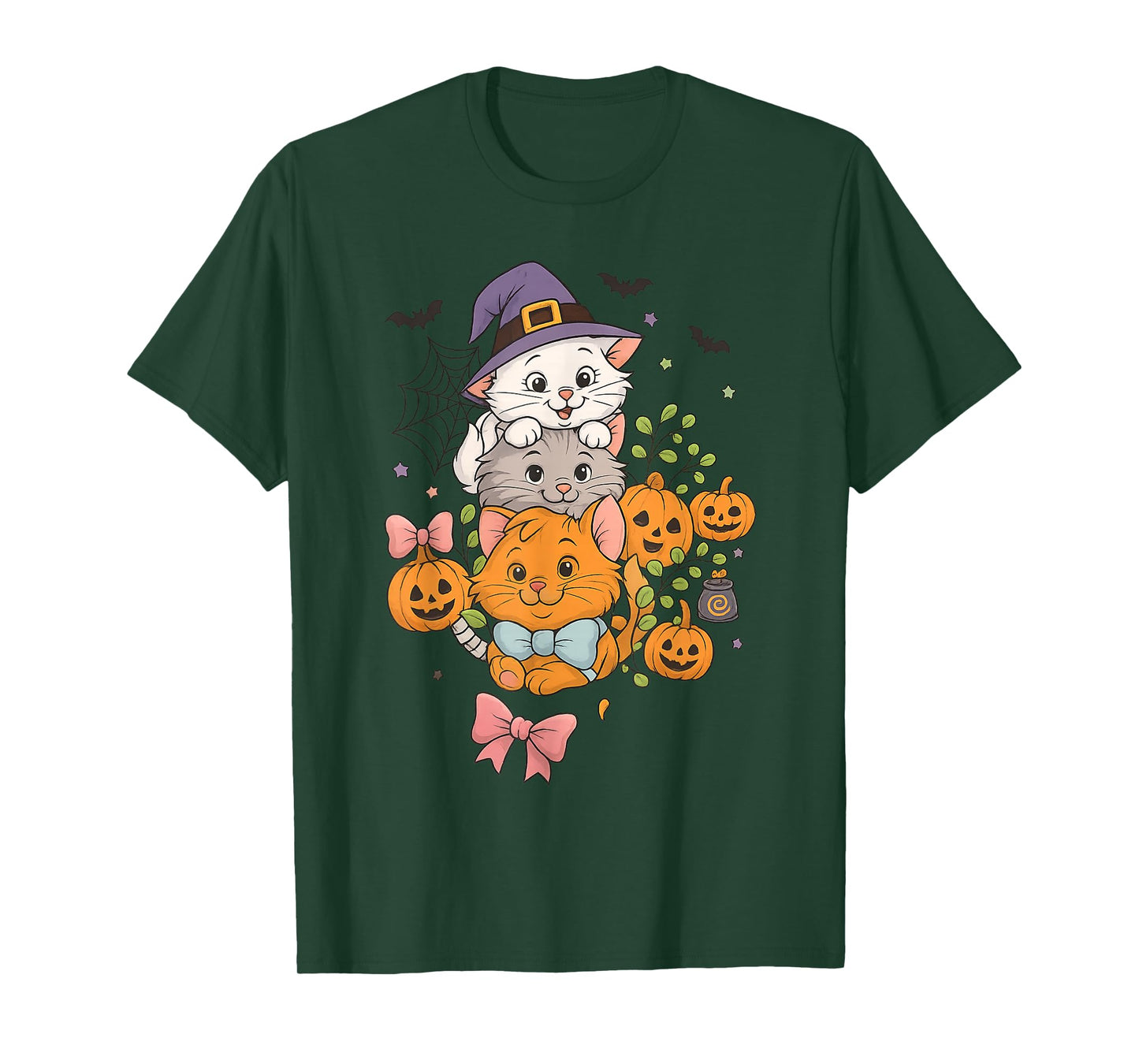 Cute Halloween Cats Kawaii Witch Kitty Pumpkin Cat Lovers T-Shirt