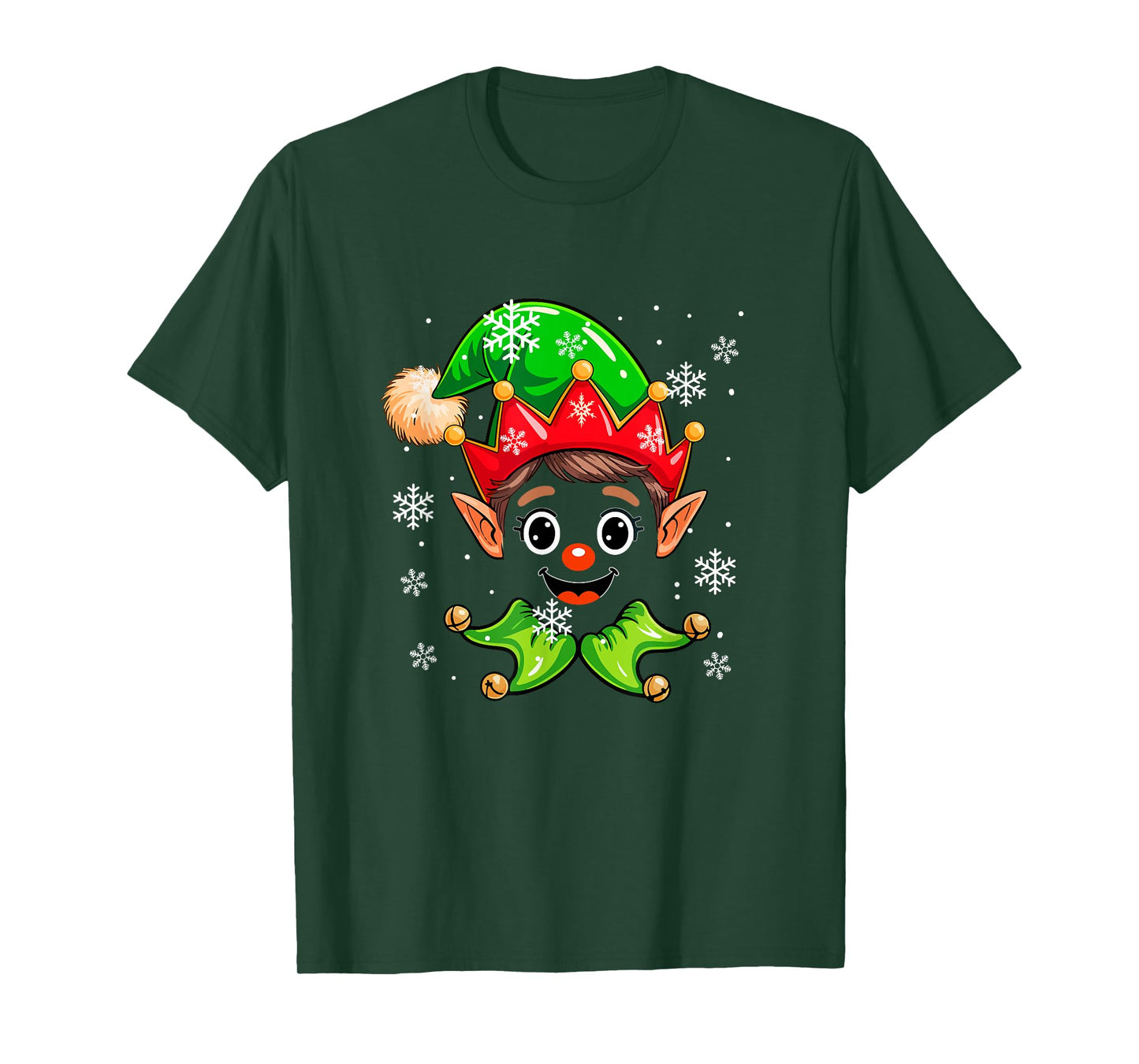 Christmas Elf Face Xmas Snow Costume Kids Family Group T-Shirt