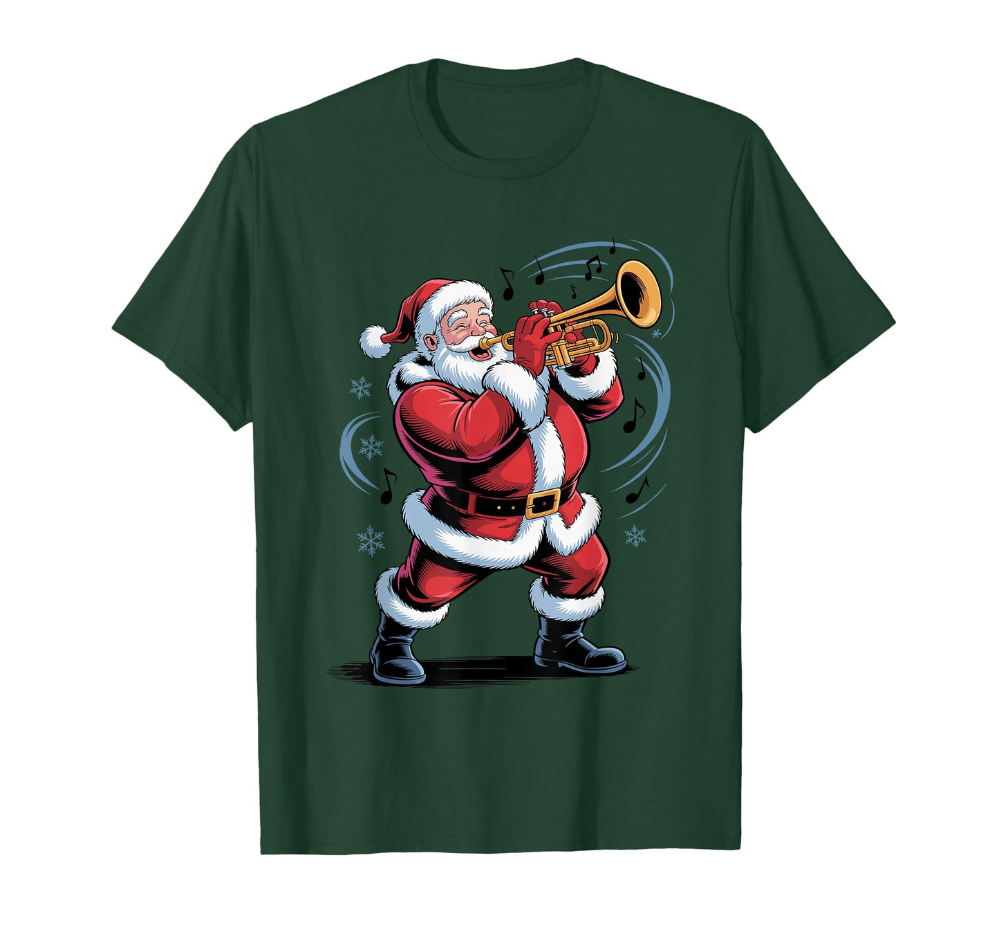 Santa Playing Trumpet Funny Holiday Christmas Xmas Pajama T-Shirt