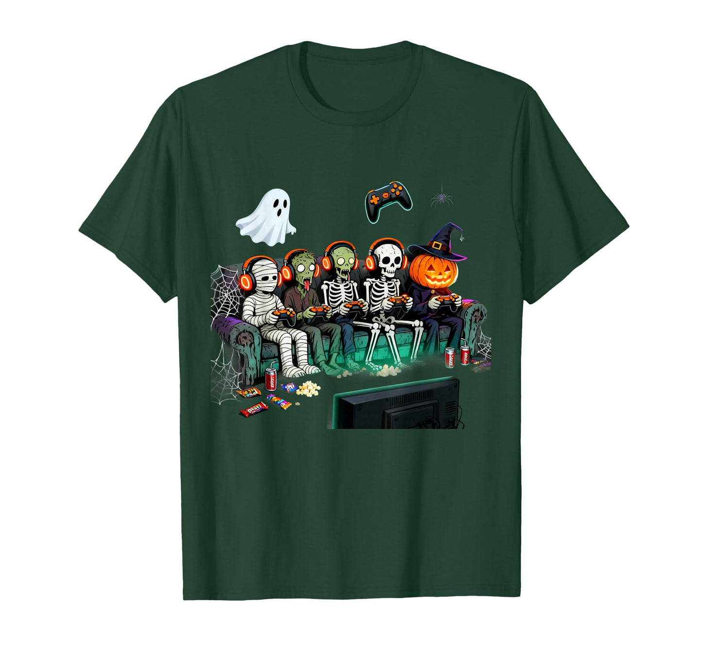 Halloween Boys Kids Gamer Dinosaur Skeleton Ghost Witch T-Shirt