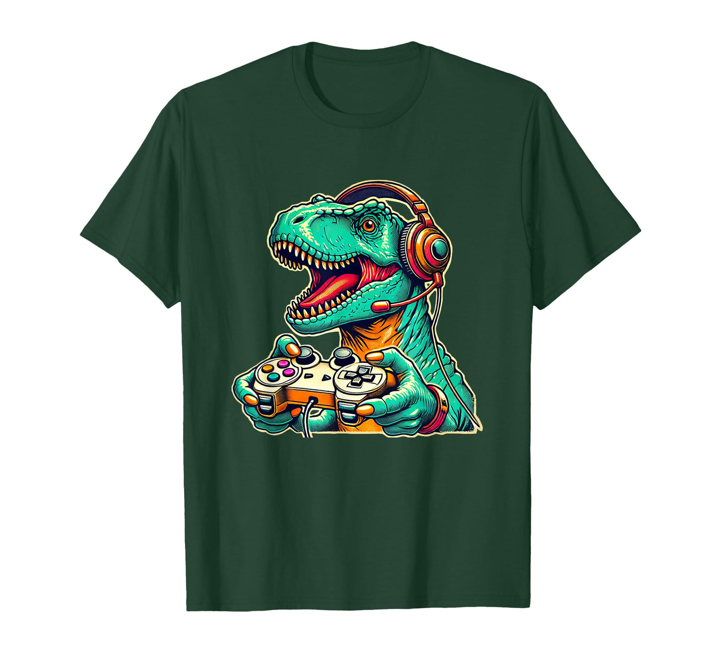 T-Rex Gaming with Headset Funny Dinosaur Gamer Graphic T-Shirt