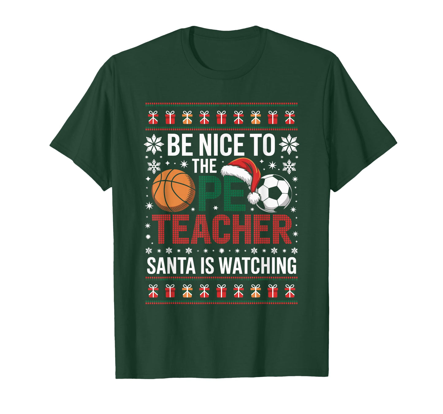 PE Teacher Ugly Christmas Sweater Physical Education Xmas T-Shirt