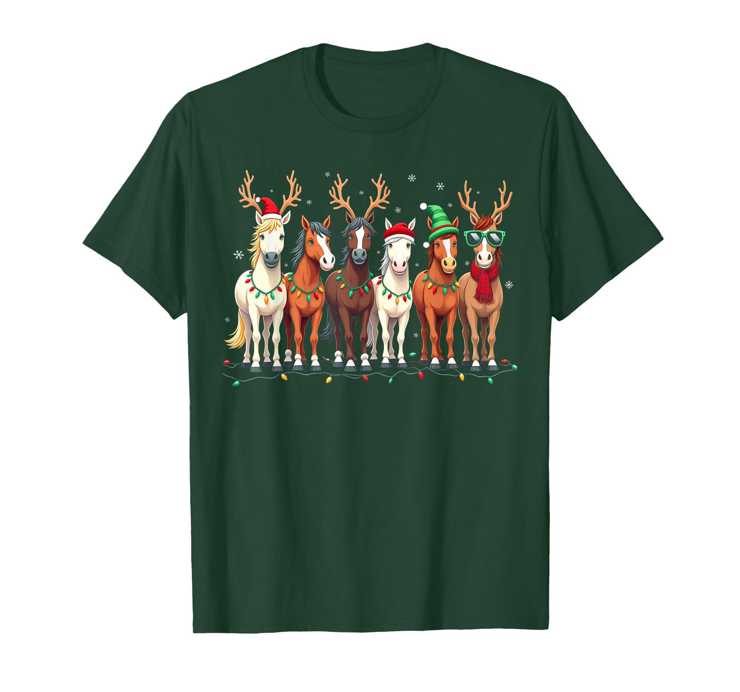 Horse Lover Santa Hat Christmas Xmas Holiday Girls Pajamas T-Shirt