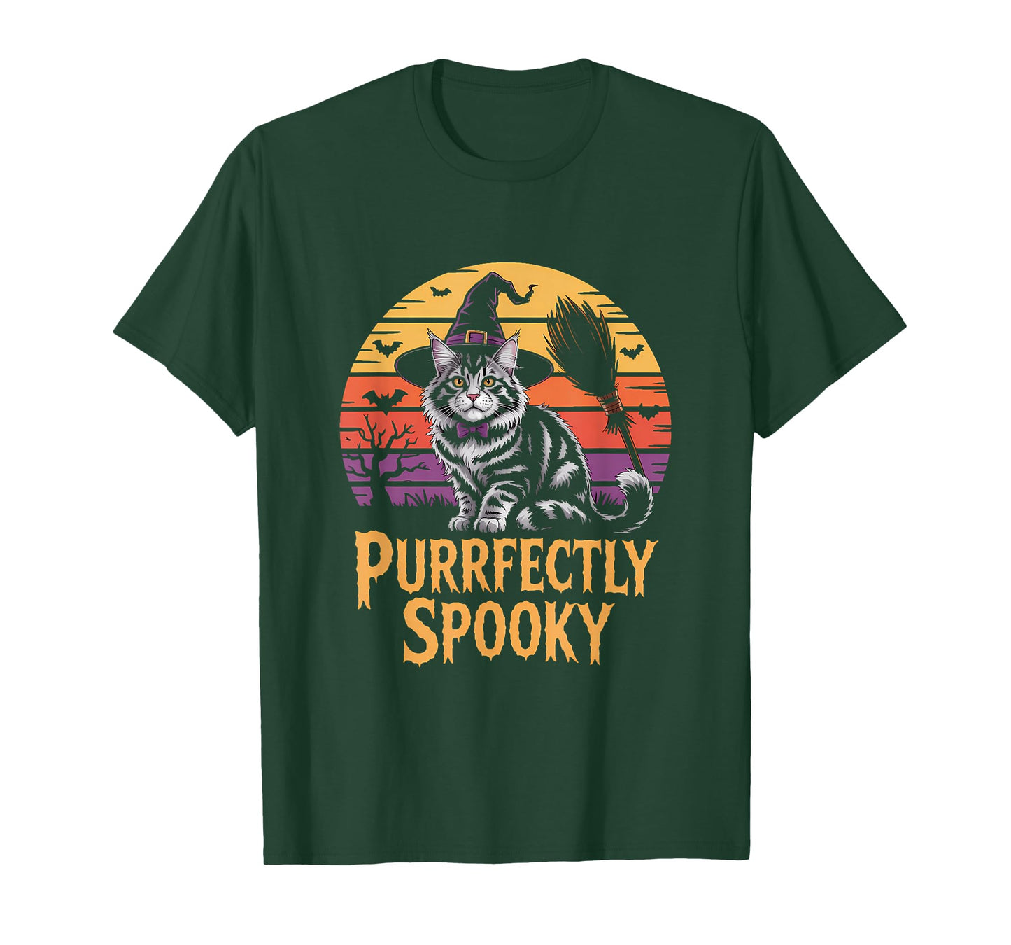 Maine Coon Cat PURRFECTLY Spooky Halloween T-Shirt