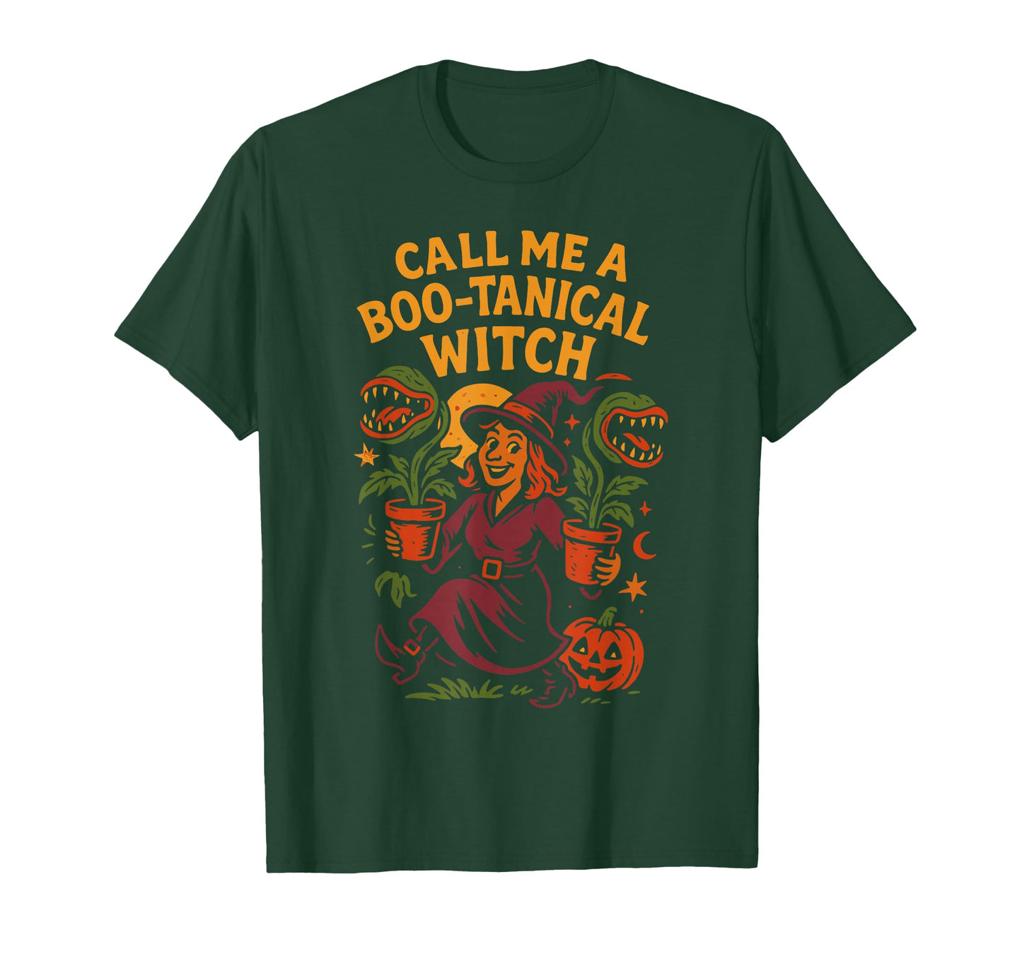 Call Me A Boo-tanical Witch Halloween Design T-Shirt