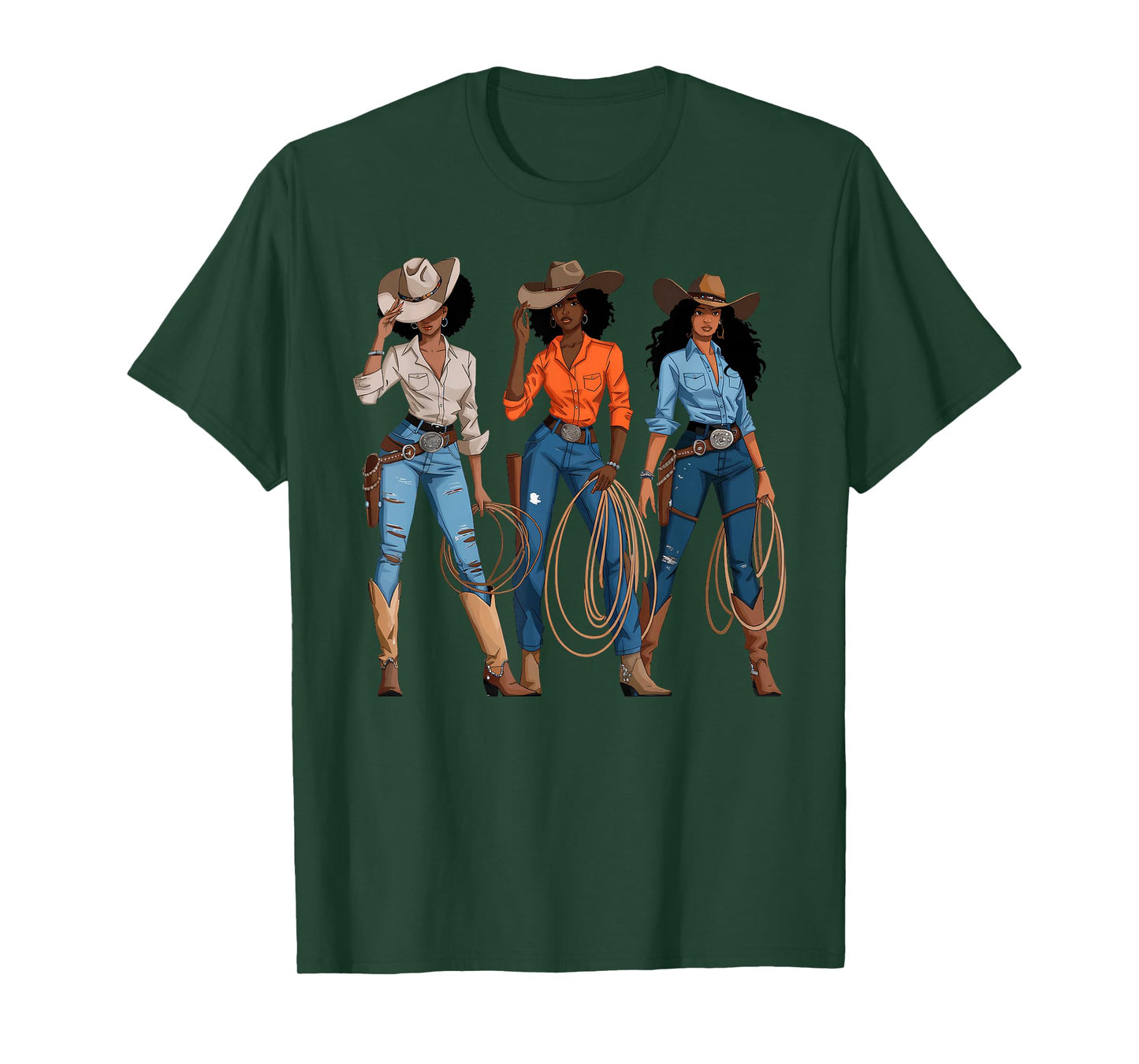Black African American Cowgirl Western Country Rodeo T-Shirt