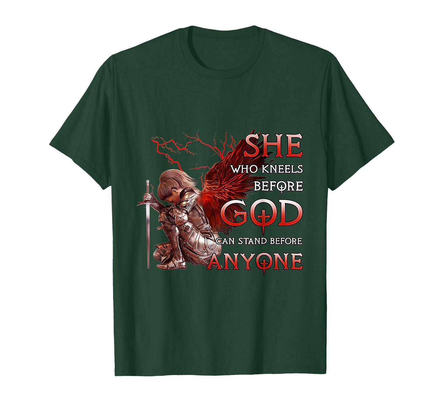 She Who Kneels Before God Can Stand Before Anyone Christian T-Shirt