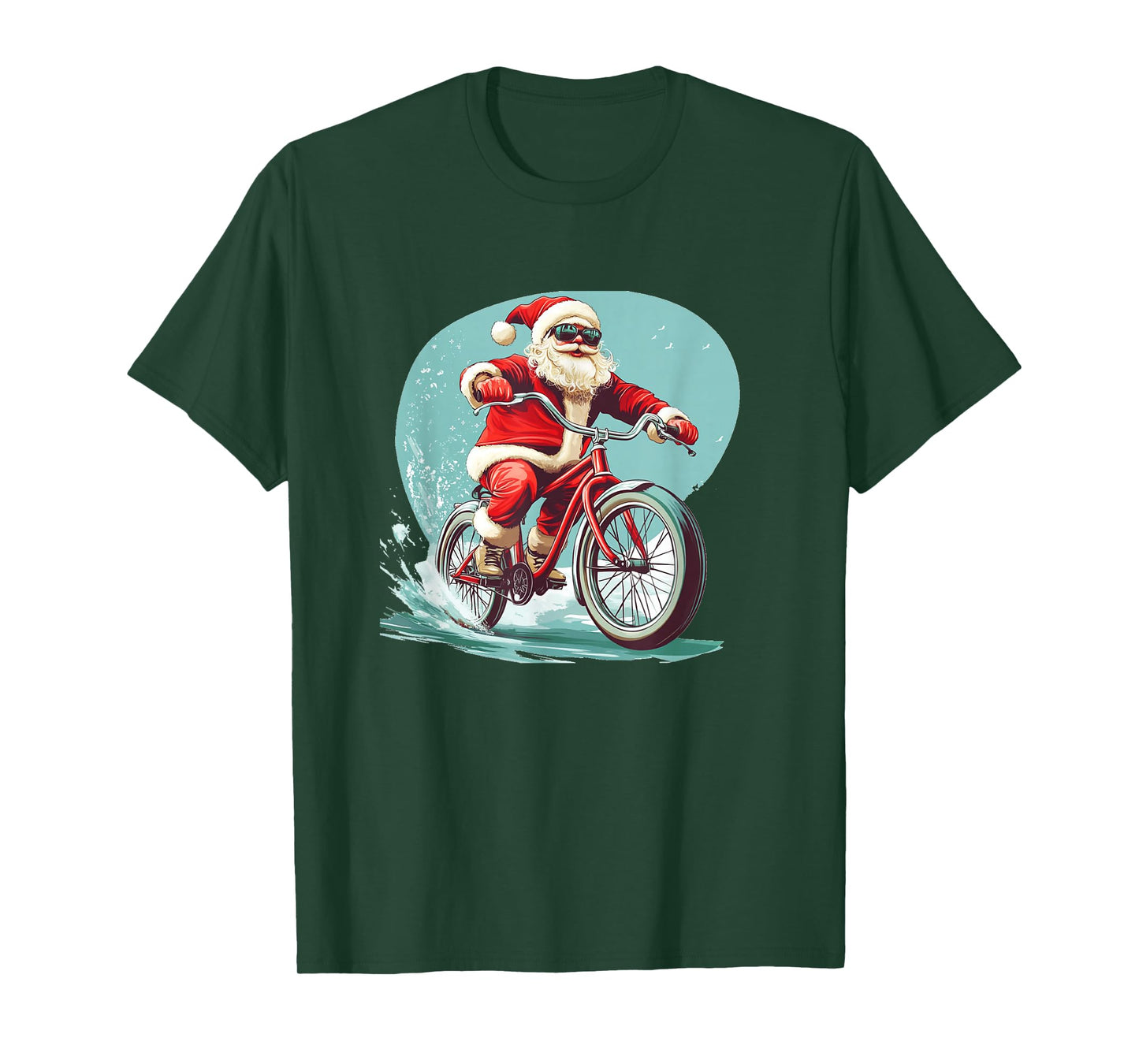 Sunglasses Santa with Bike Outfit for Biker and Cyclists T-Shirt