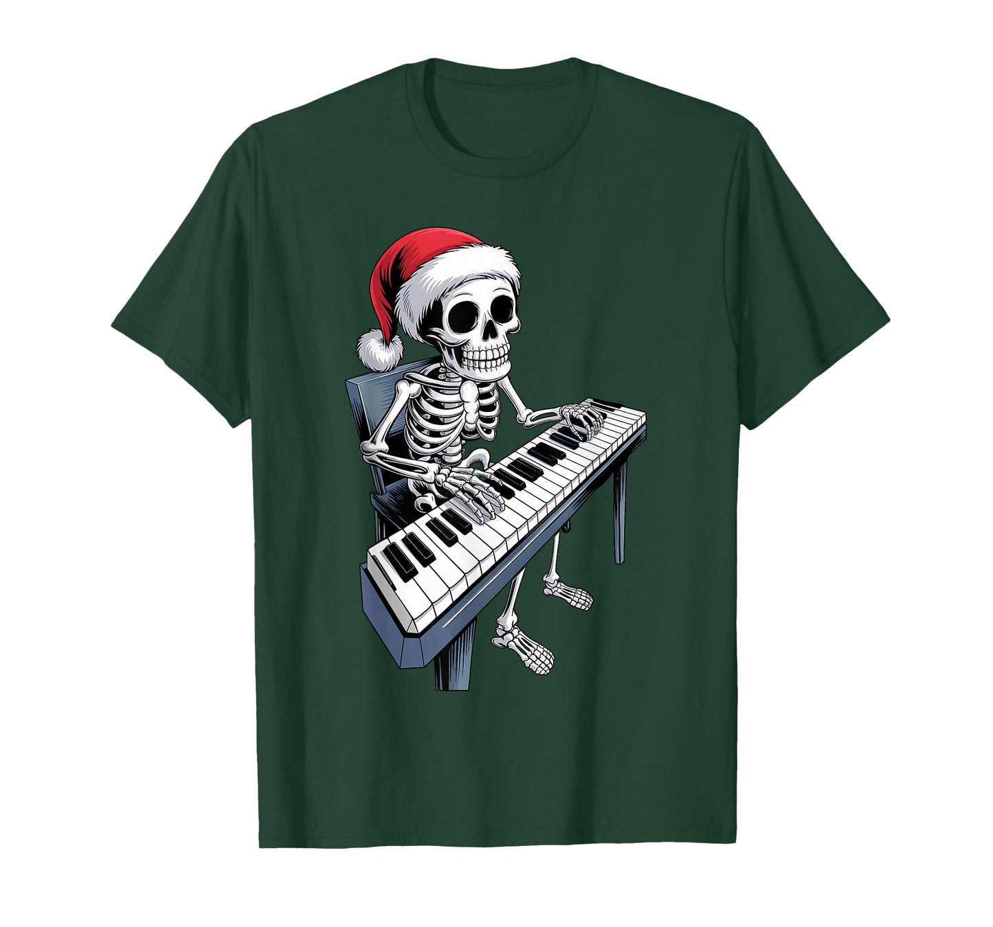 Xmas Santa Skeleton Playing Piano Funny Christmas Boys Kids T-Shirt