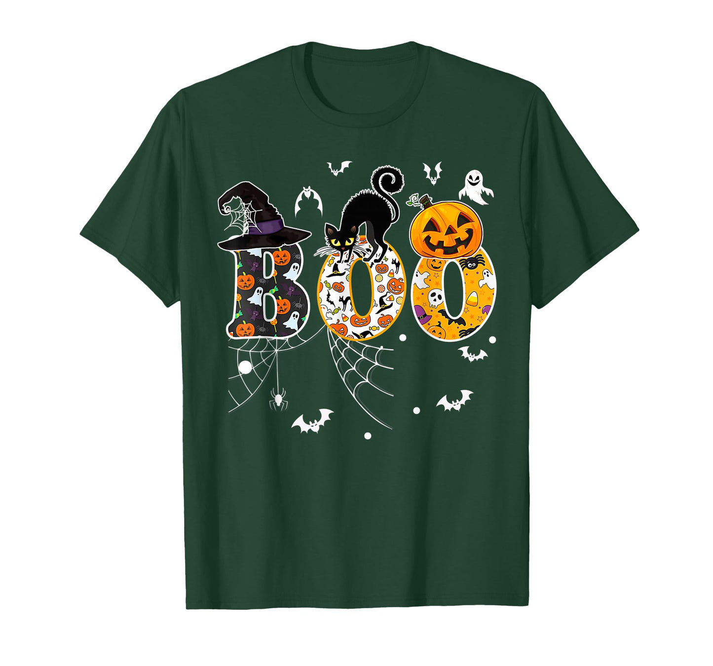 Boo with Spiders and Witch Hat Halloween Costume T-Shirt
