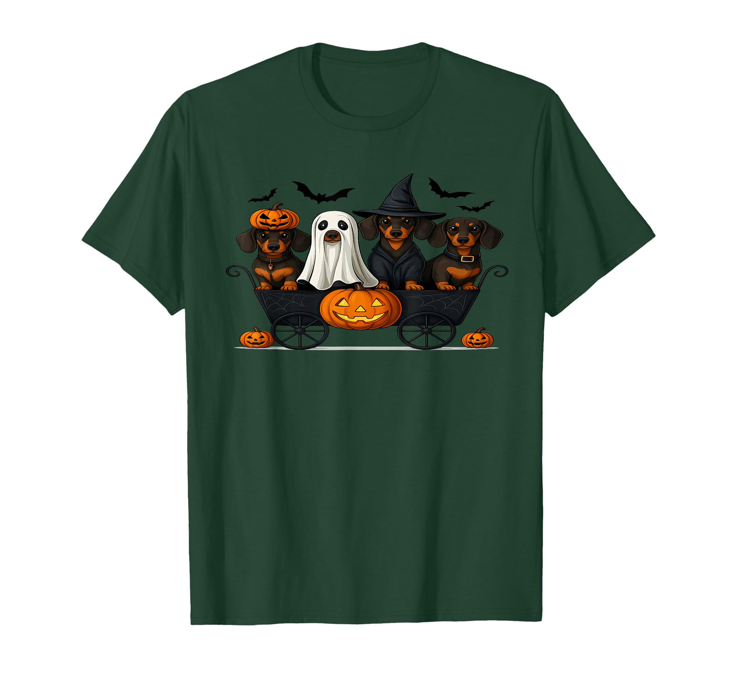 Cute Halloween Dachshund Ghost Witch Pumpkin Funny Design T-Shirt