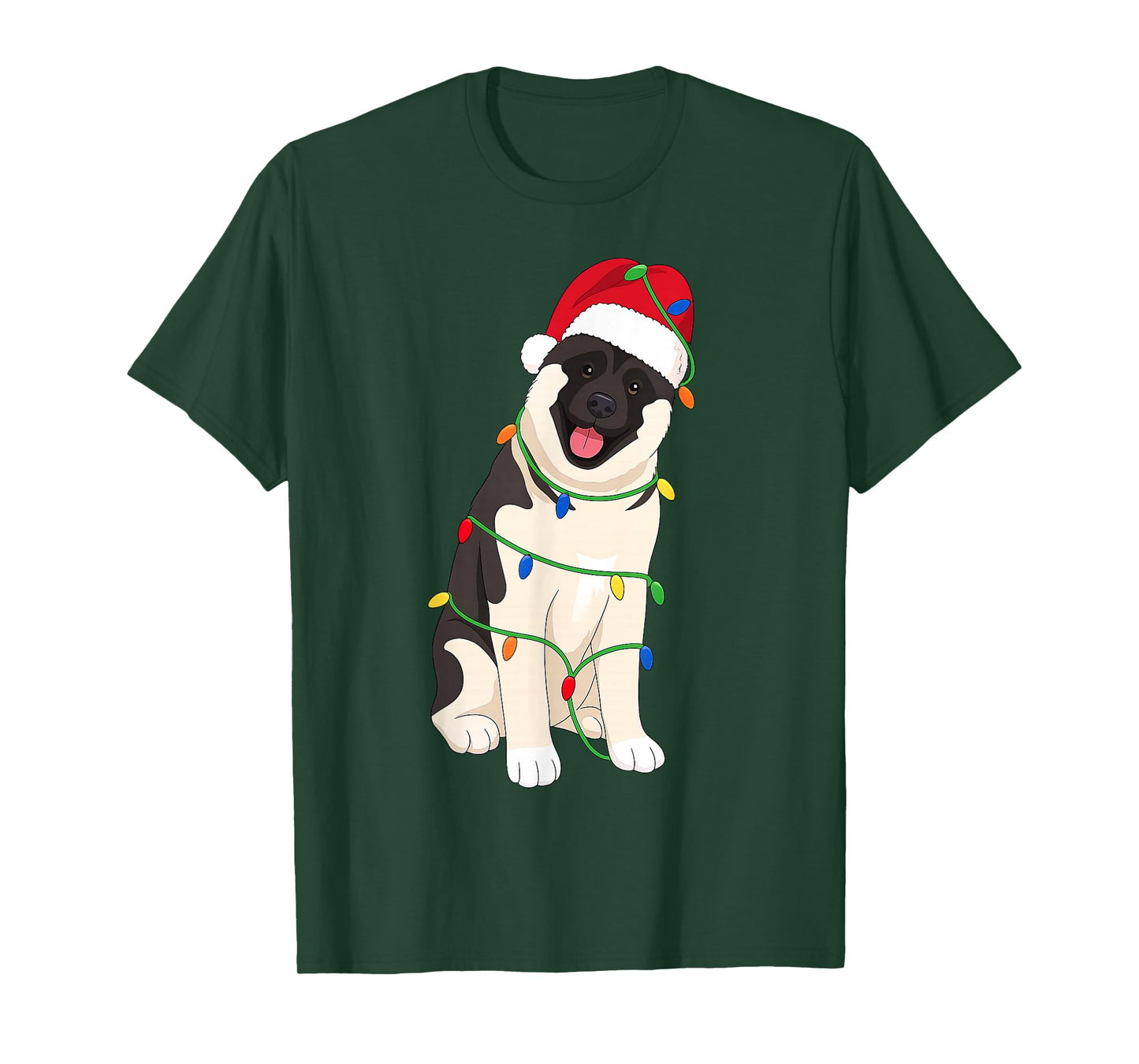 American Akita Christmas Tree Lights Holiday Dog Lover T-Shirt