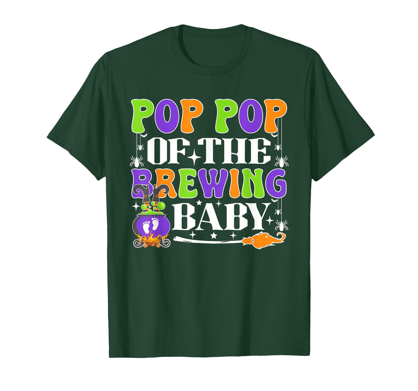 Pop Pop of The Brewing Baby Halloween Witch Baby Shower T-Shirt