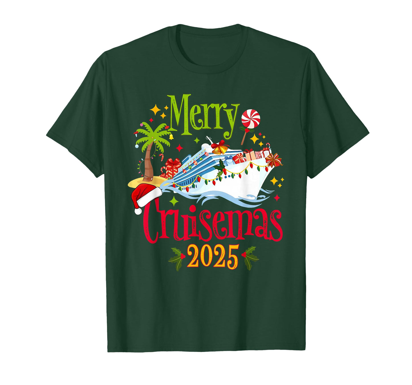 Merry Cruisemas 2025 Family Pajamas Cruise Lights Holiday T-Shirt