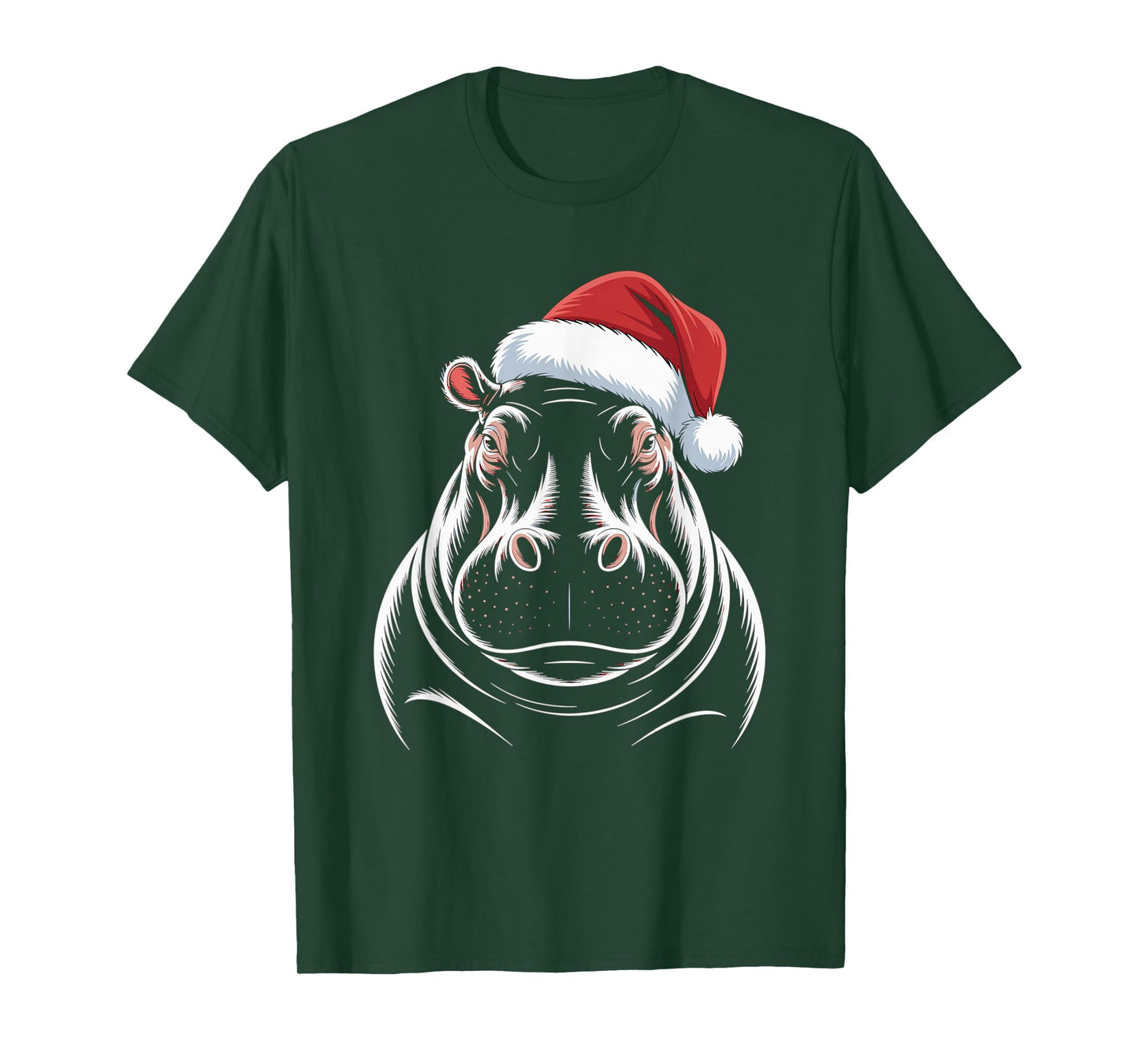 Hippopotamus Christmas Santa Hat Pajama Funny Hippo Xmas T-Shirt