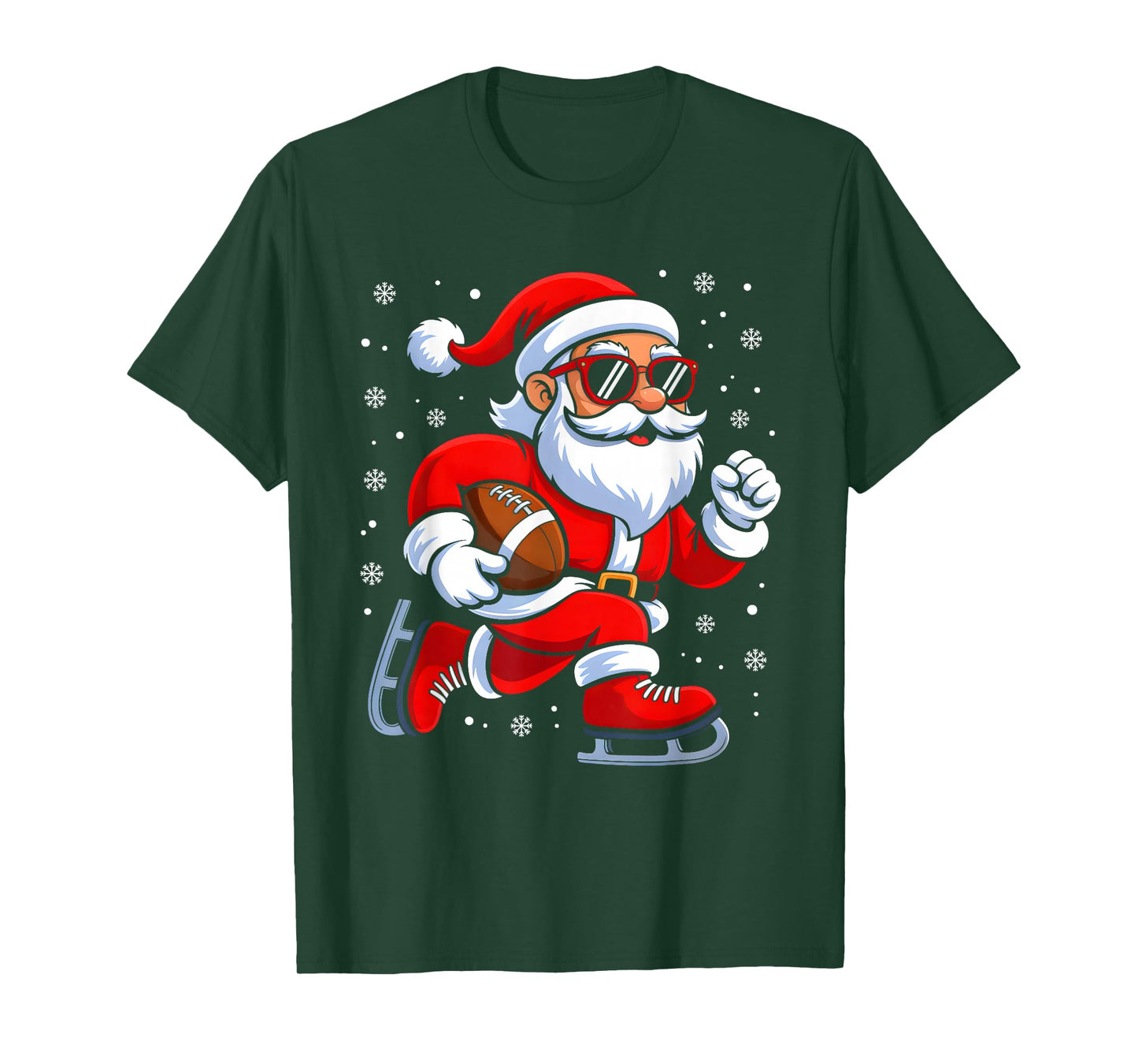 Christmas Santa Claus Football Player Xmas Boys Men Sport T-Shirt