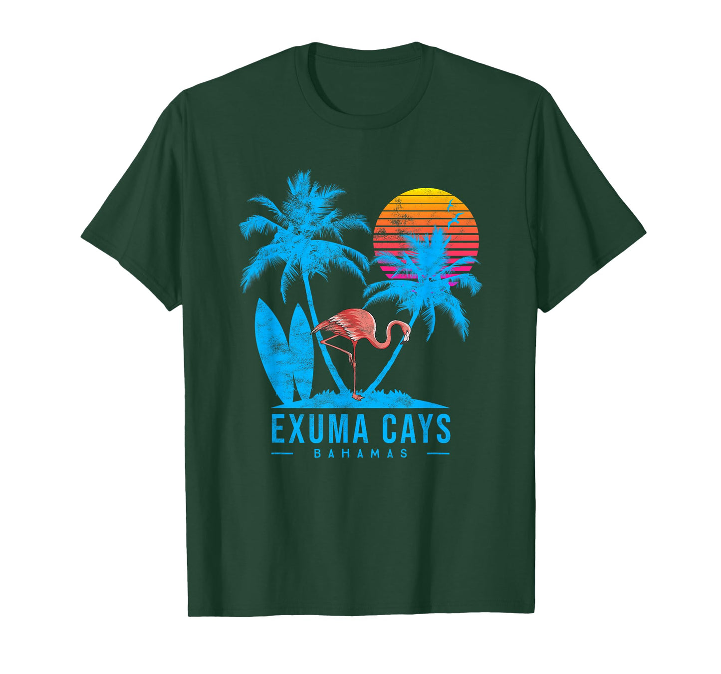 Exuma Cays, Bahamas. Palm trees sunset T-Shirt