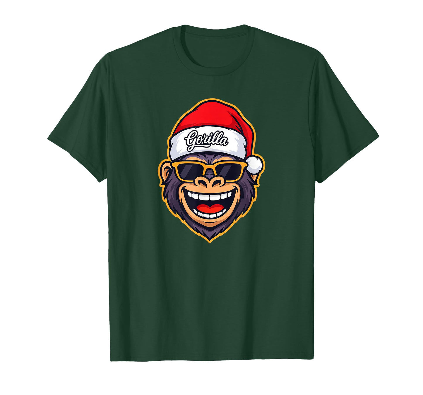 Funny Gorilla Christmas Santa Hat Sunglasses Holiday Xmas T-Shirt