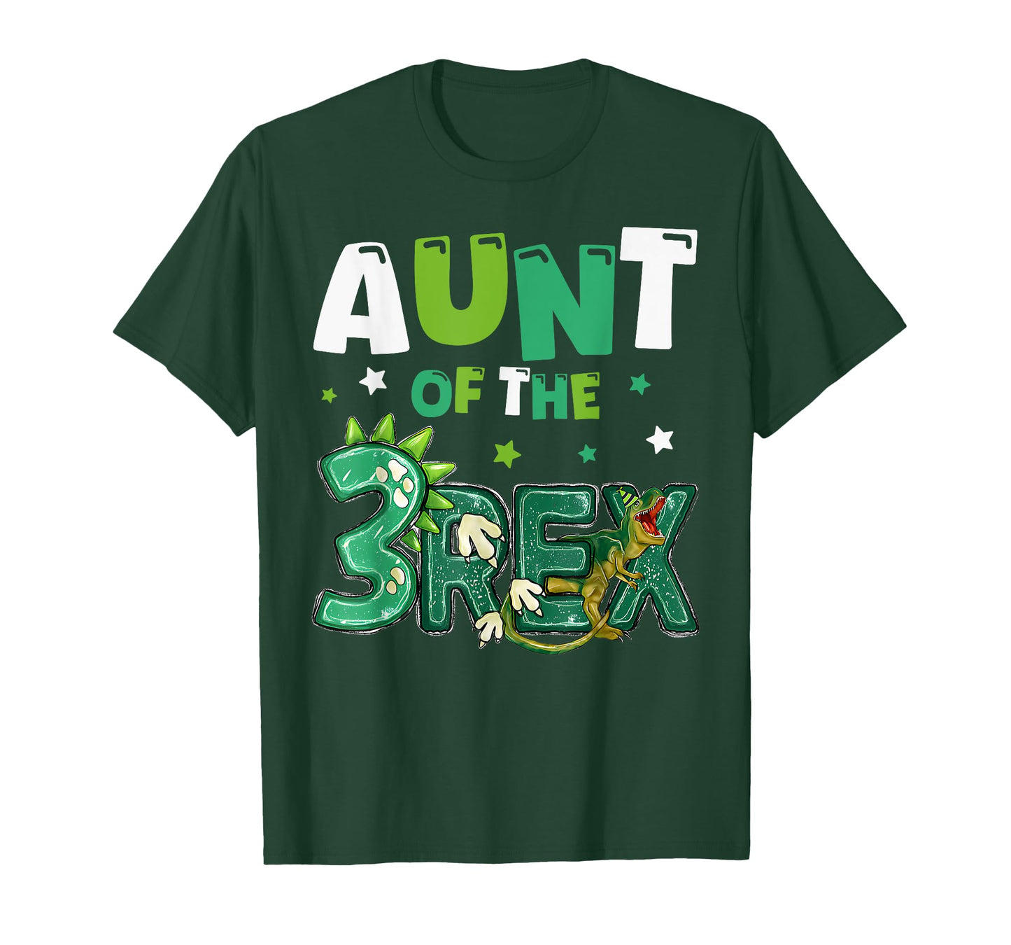Aunt of the Three Rex Birthday Dinosaur Family Matching T-Shirt