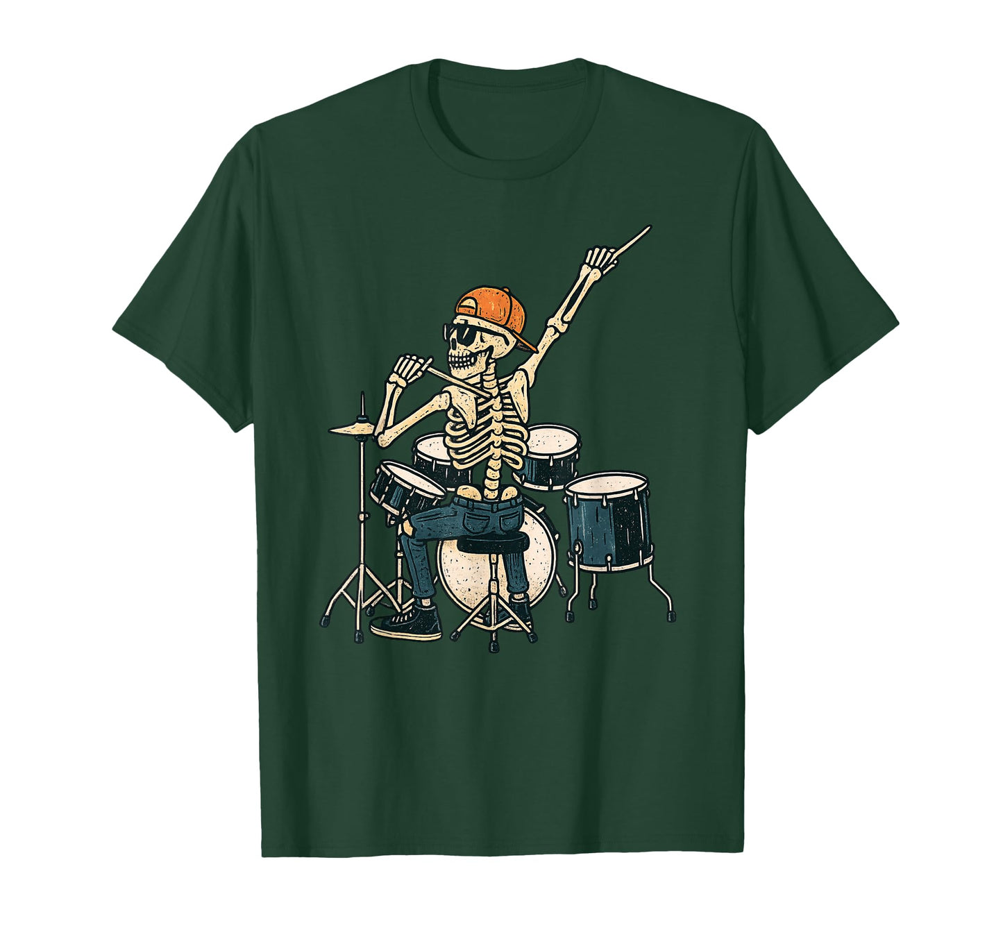 Vintage Halloween Skeleton Drummer Funny Spooky Costume T-Shirt