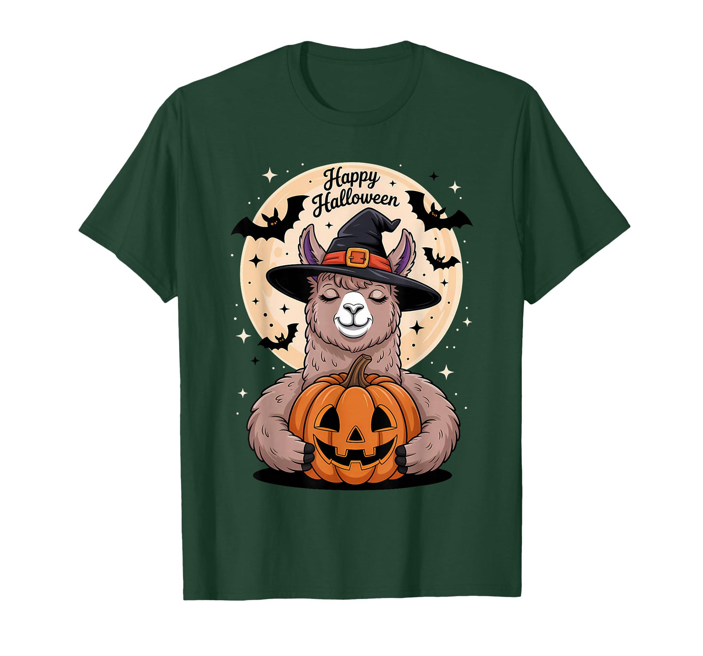 Halloween Llama Witch Hat Pumpkin Spooky T-Shirt