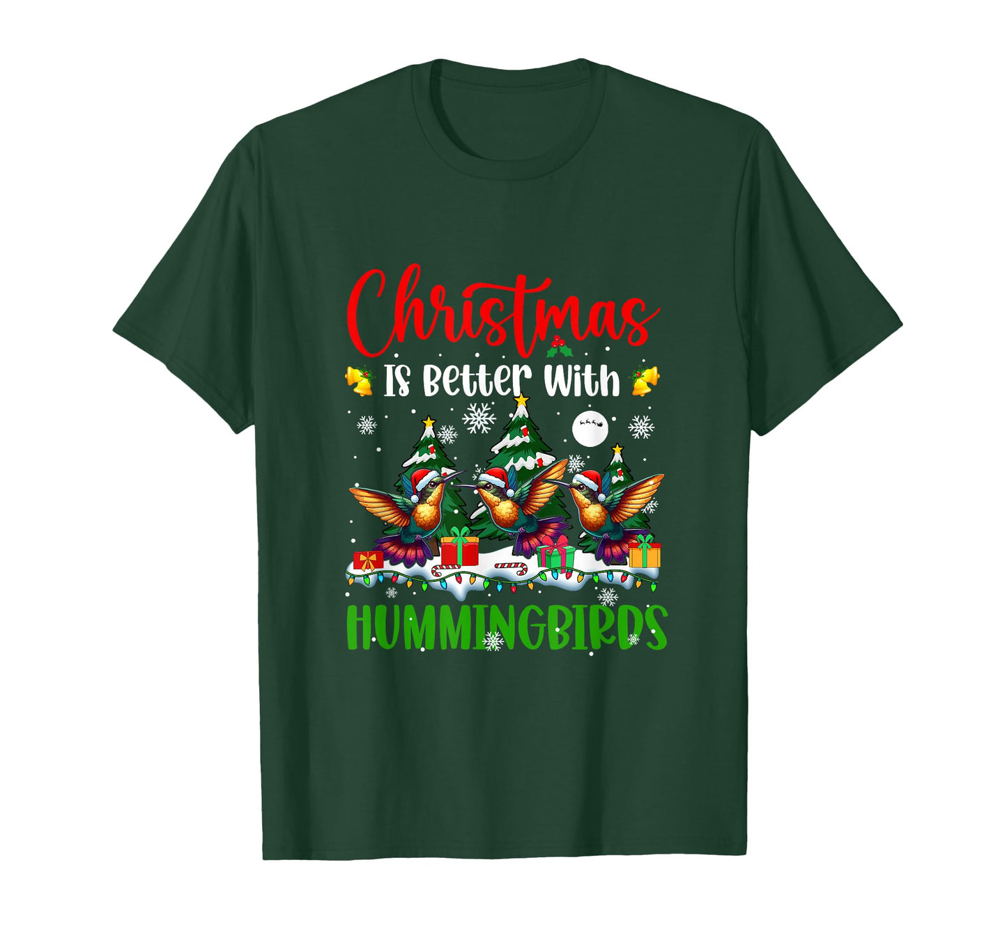 Xmas is Better Funny Joke Hummingbirds Lover Christmas Tree T-Shirt