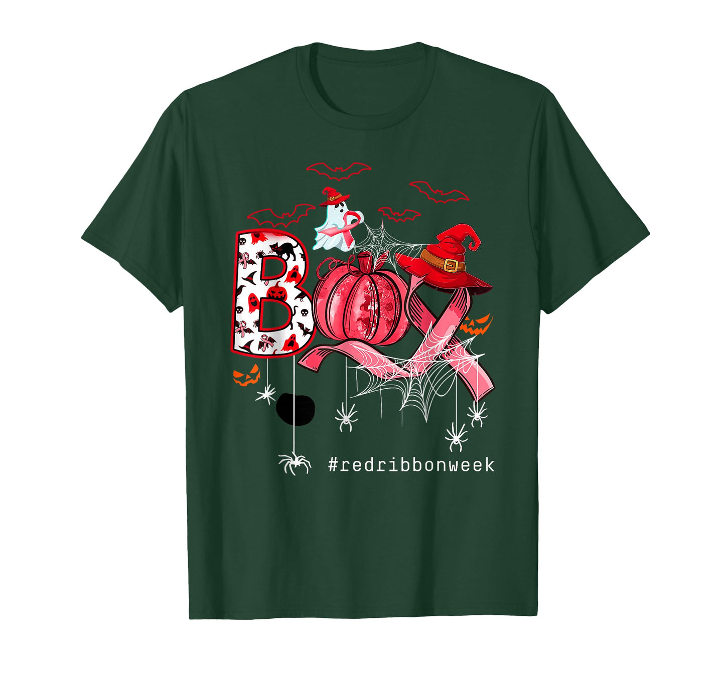 Groovy Boo Halloween Red Ribbon Week Awareness Ghost Witch T-Shirt