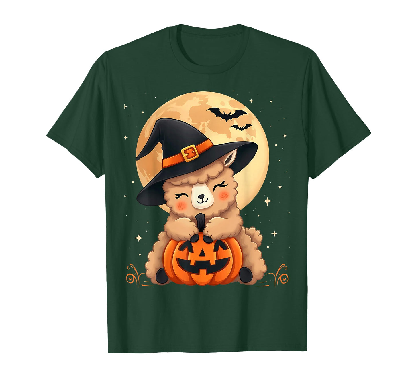 Halloween Alpaca Witch Hat Pumpkin Spooky T-Shirt