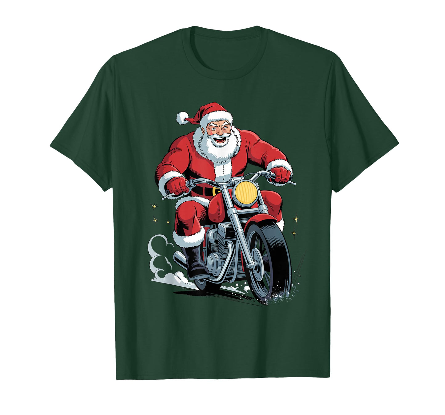 Funny Santa Riding Motorcycle Holiday Christmas Xmas Pajama T-Shirt