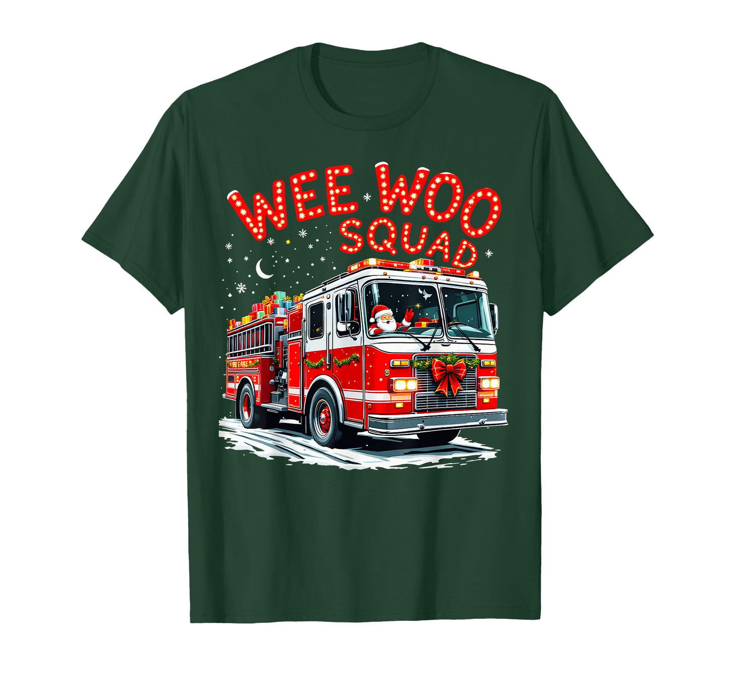 Wee Woo Squad Santa Firefighter Fire Truck Fireman Christmas T-Shirt