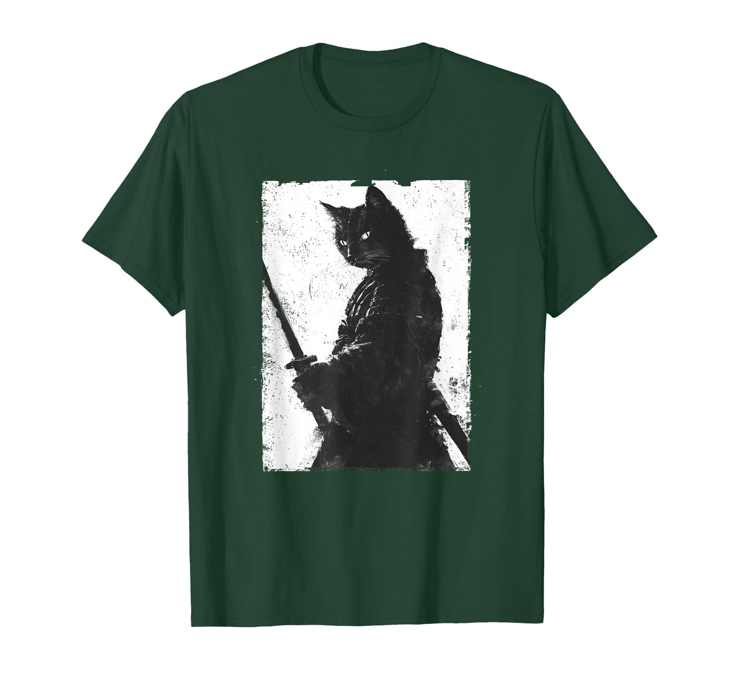 Vintage Samurai Cat Graphic Art Japanese Ukiyo-e T-Shirt for Men Women Girls Kids