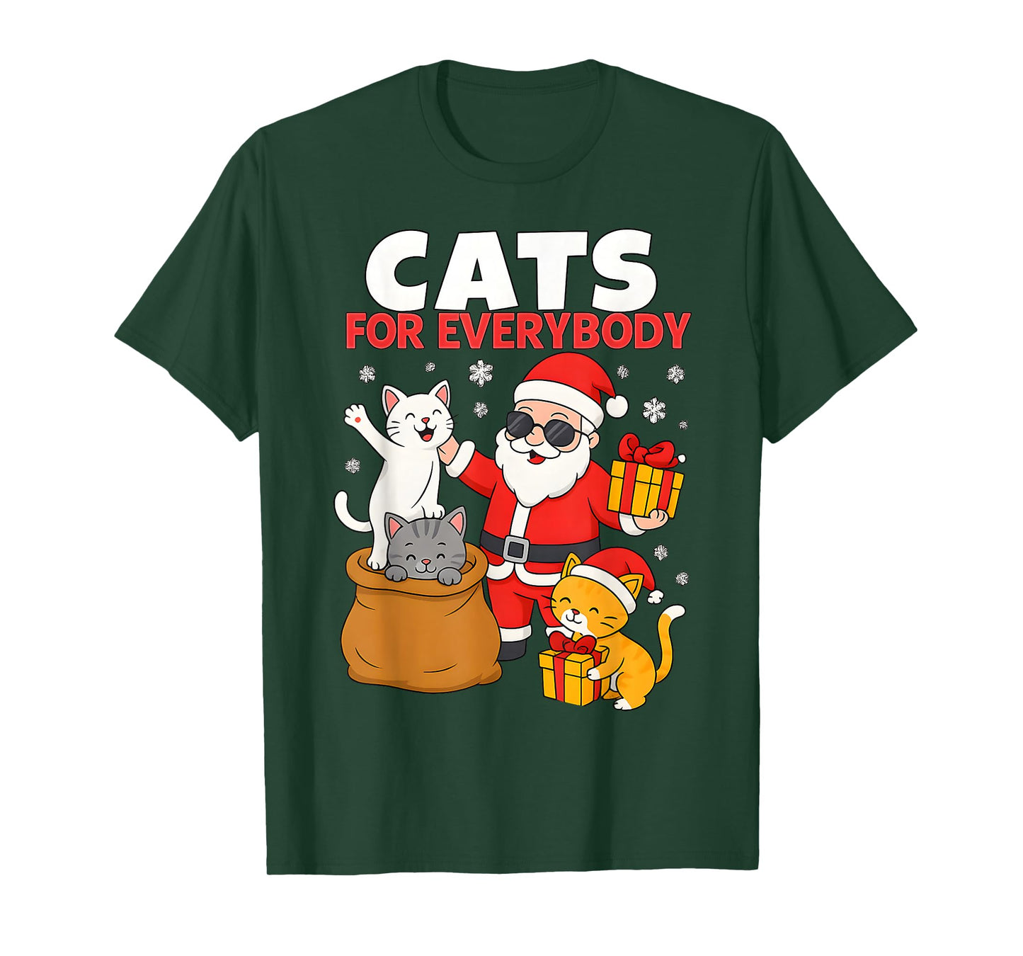 Cats for Everybody Funny Christmas Cat Xmas Santa T-Shirt