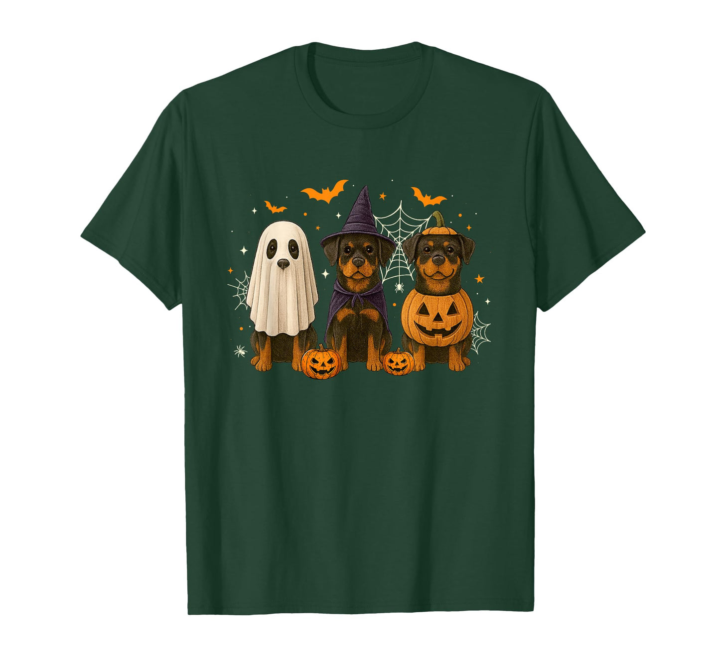 Funny Rottweiler Ghost Witch Pumpkin Halloween Costume T-Shirt