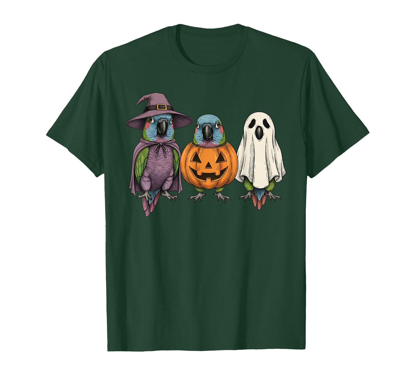 Spooky Ghost Nanday Conure Parrot Lover Pumpkin Halloween T-Shirt