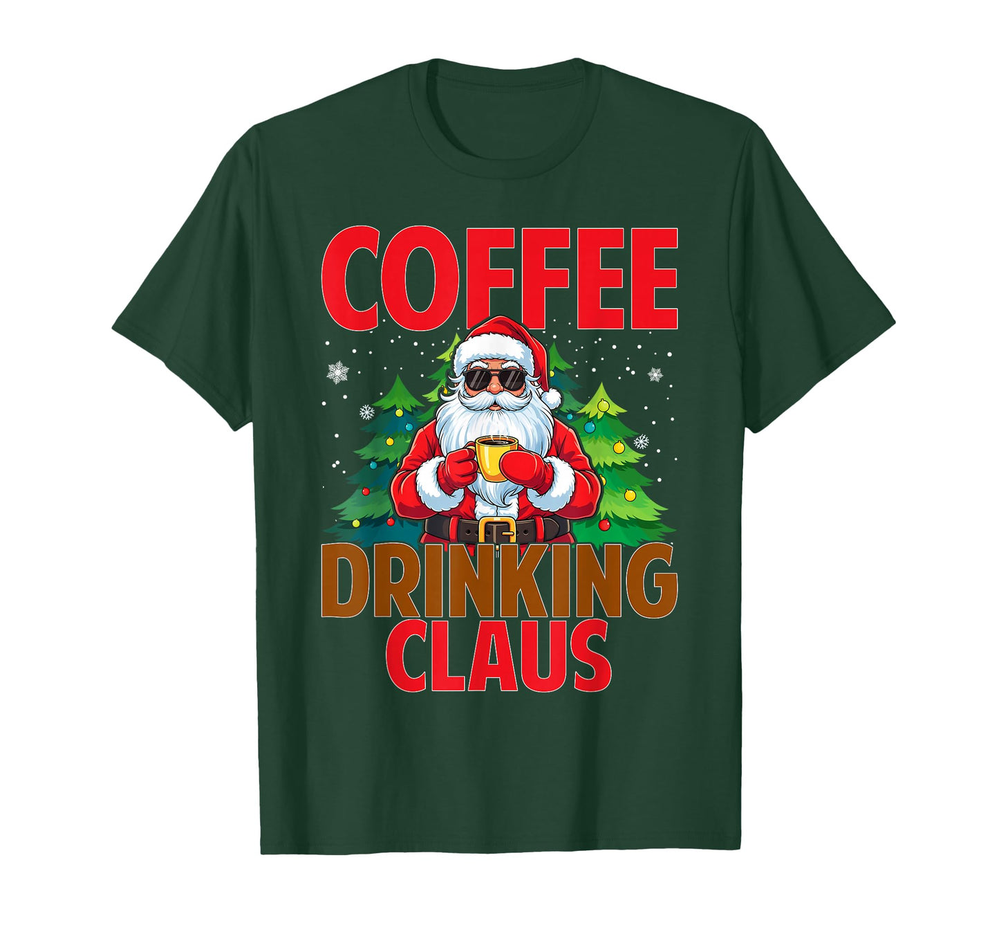 Coffee Drinking Santa Claus Christmas Matching Costume T-Shirt