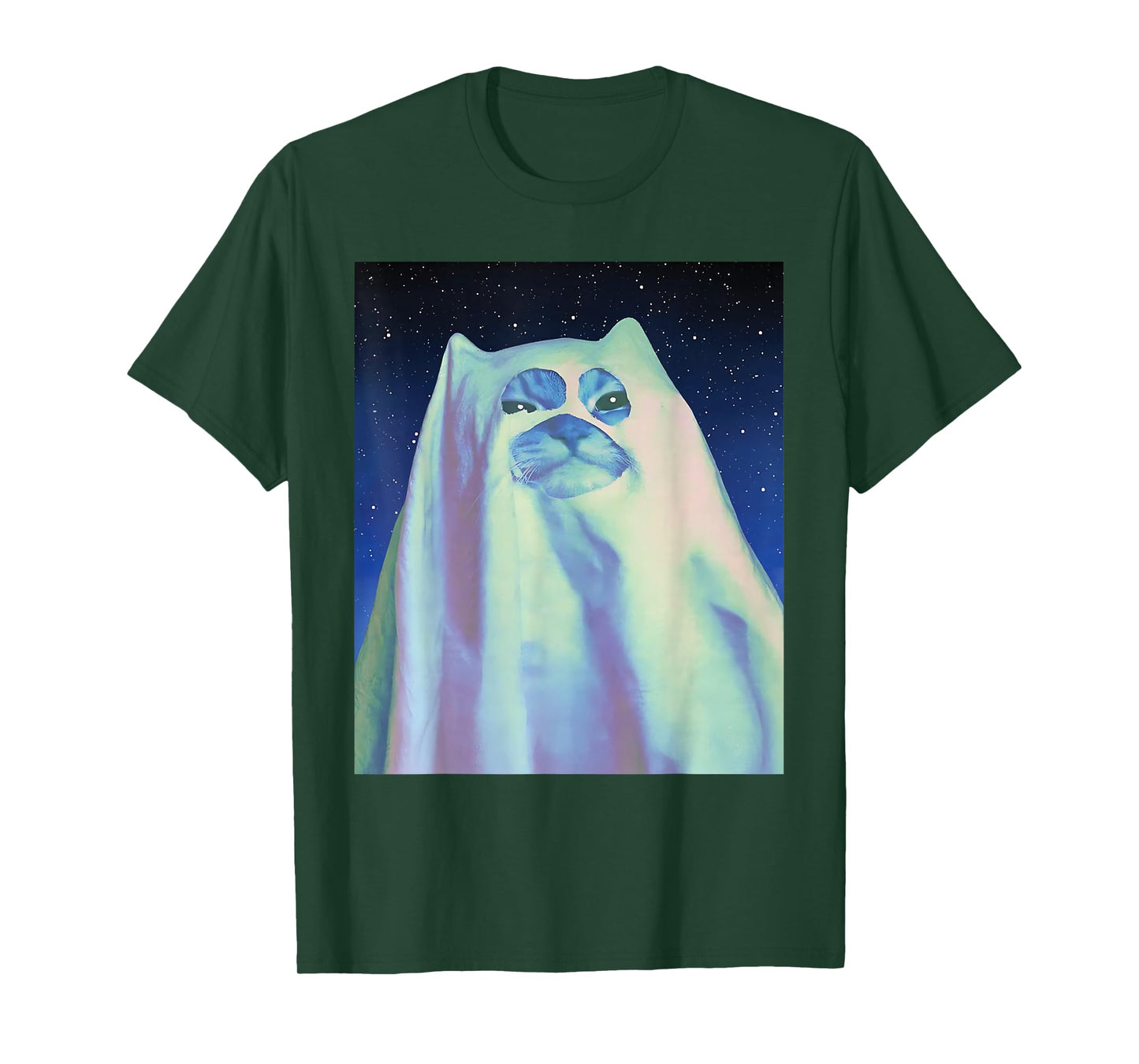 Ghost Cat Meme Funny Halloween Men Women Kids T-Shirt