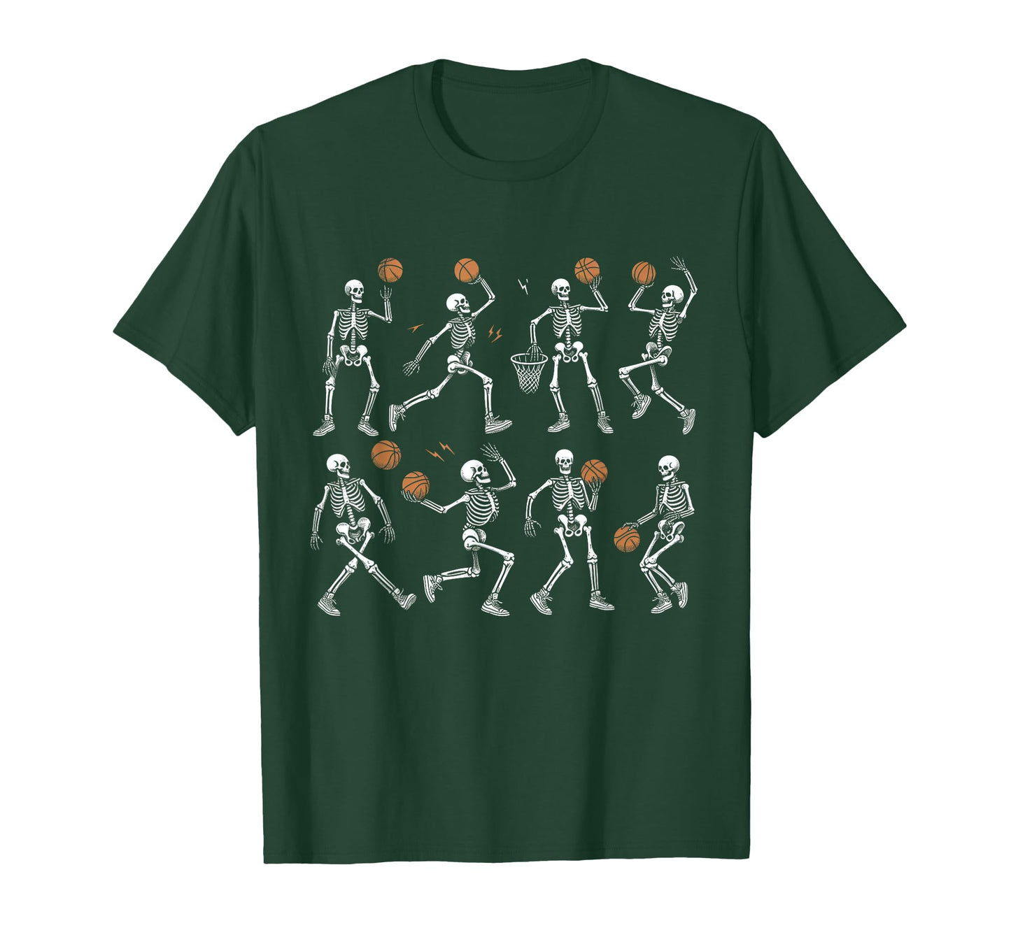 Halloween Basketball Skeletons Dunking Dribble Boys Kids T-Shirt