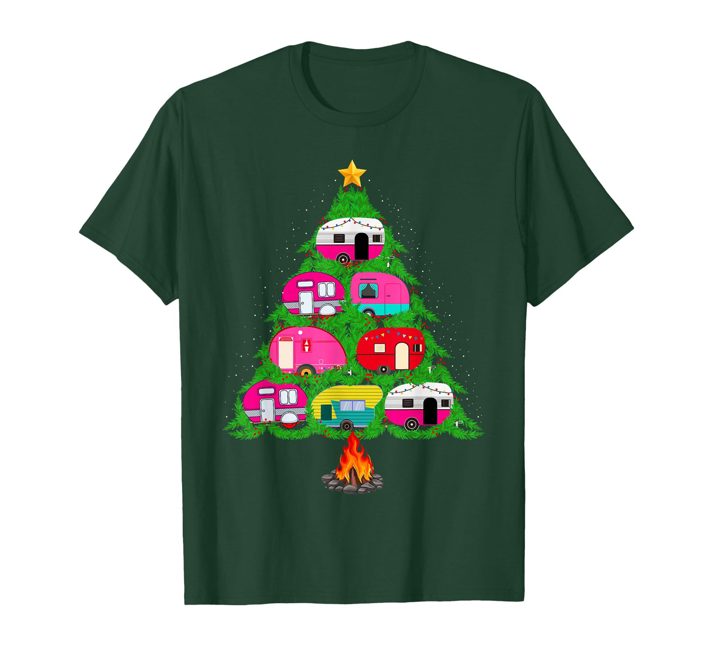 Xmas Family Outdoor Camping Christmas Tree Pajamas T-Shirt