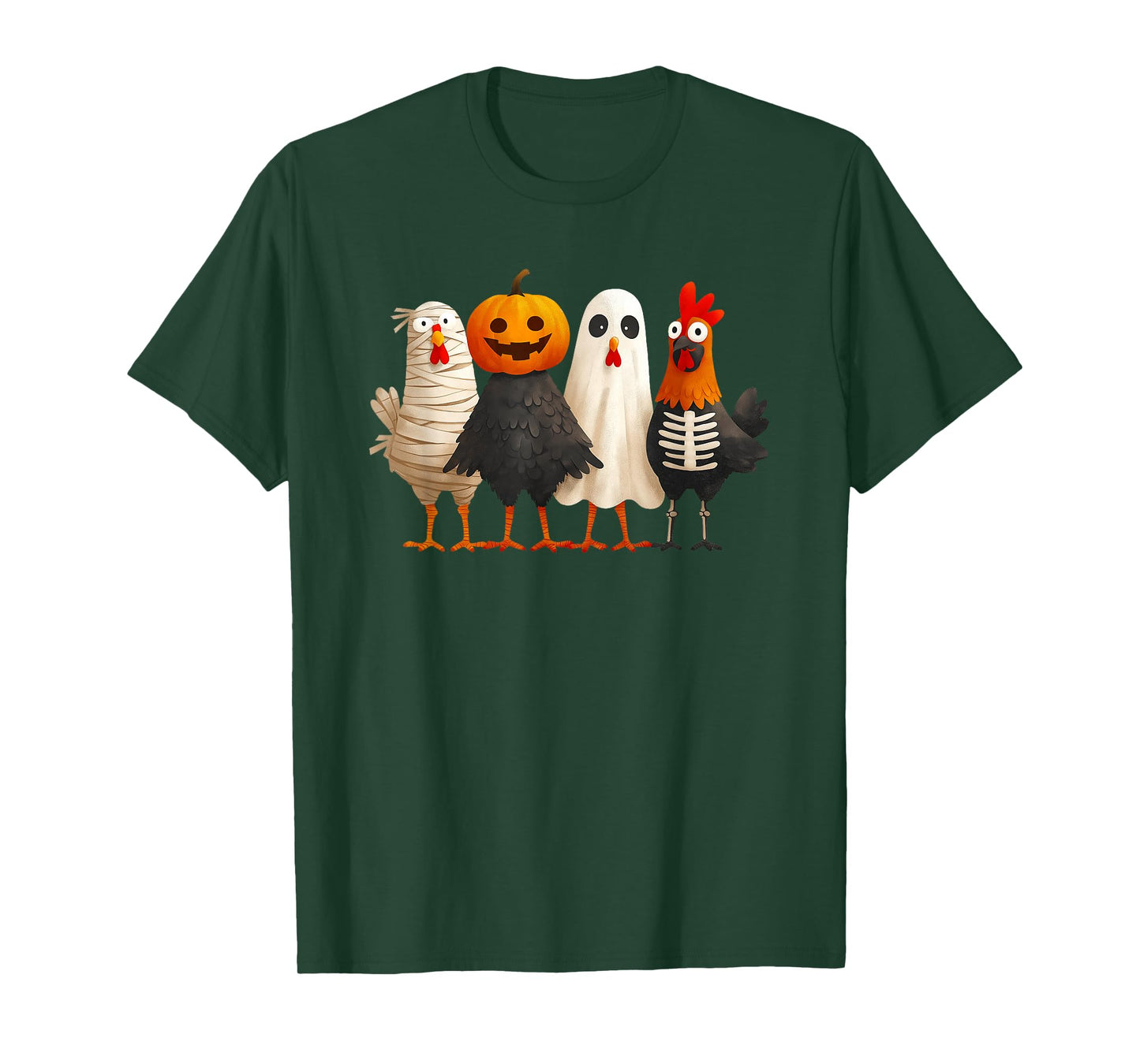 Chicken Mummy Pumpkin Ghost Halloween Costume T-Shirt