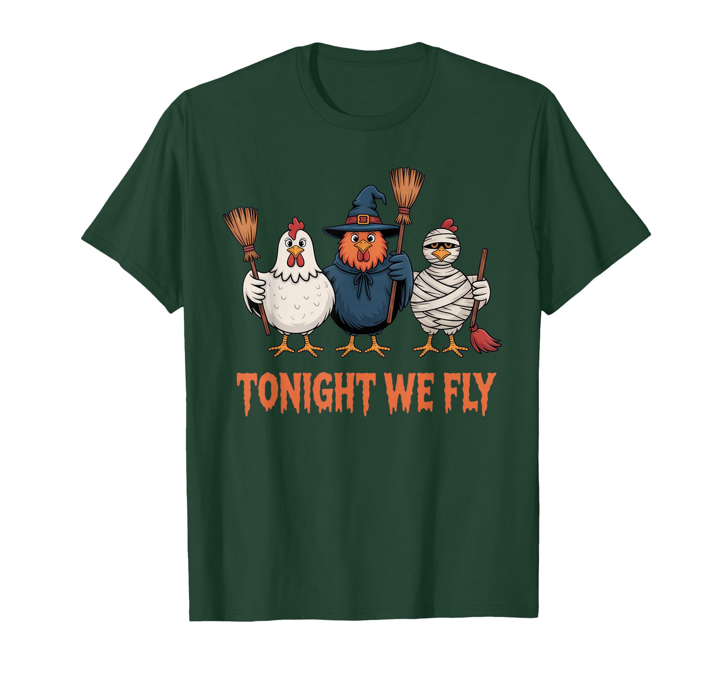 Tonight We Fly Funny Chicken Witch Costume Halloween Party T-Shirt
