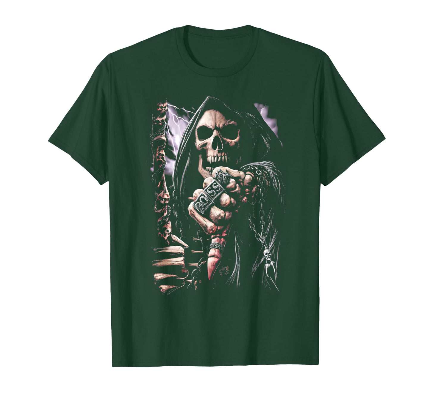 Scary Grim Reaper Boss Ring Death Skeleton Skull Halloween T-Shirt