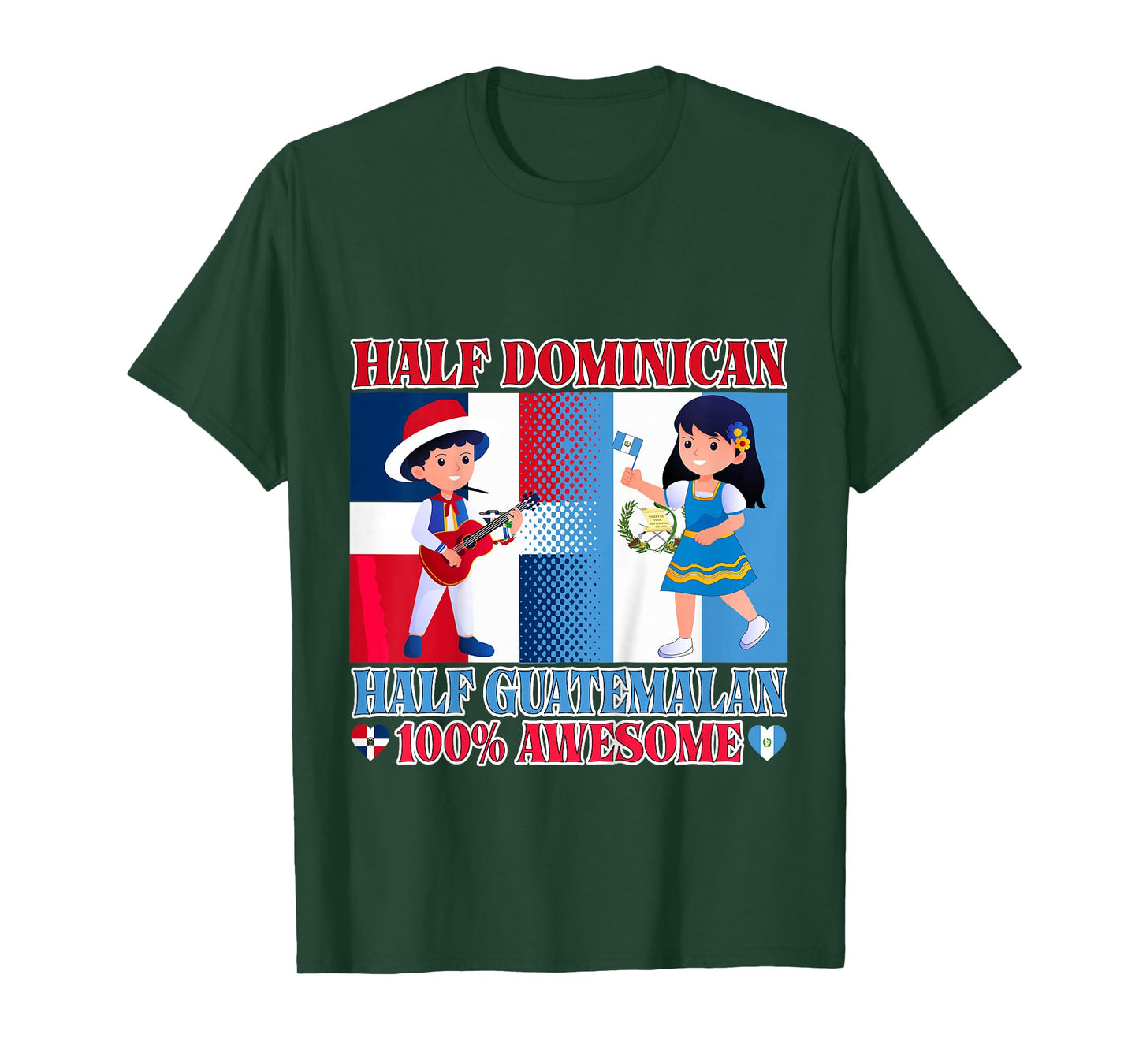 Half Guatemalan Half Dominican Republic Flag Toddler Girls T-Shirt