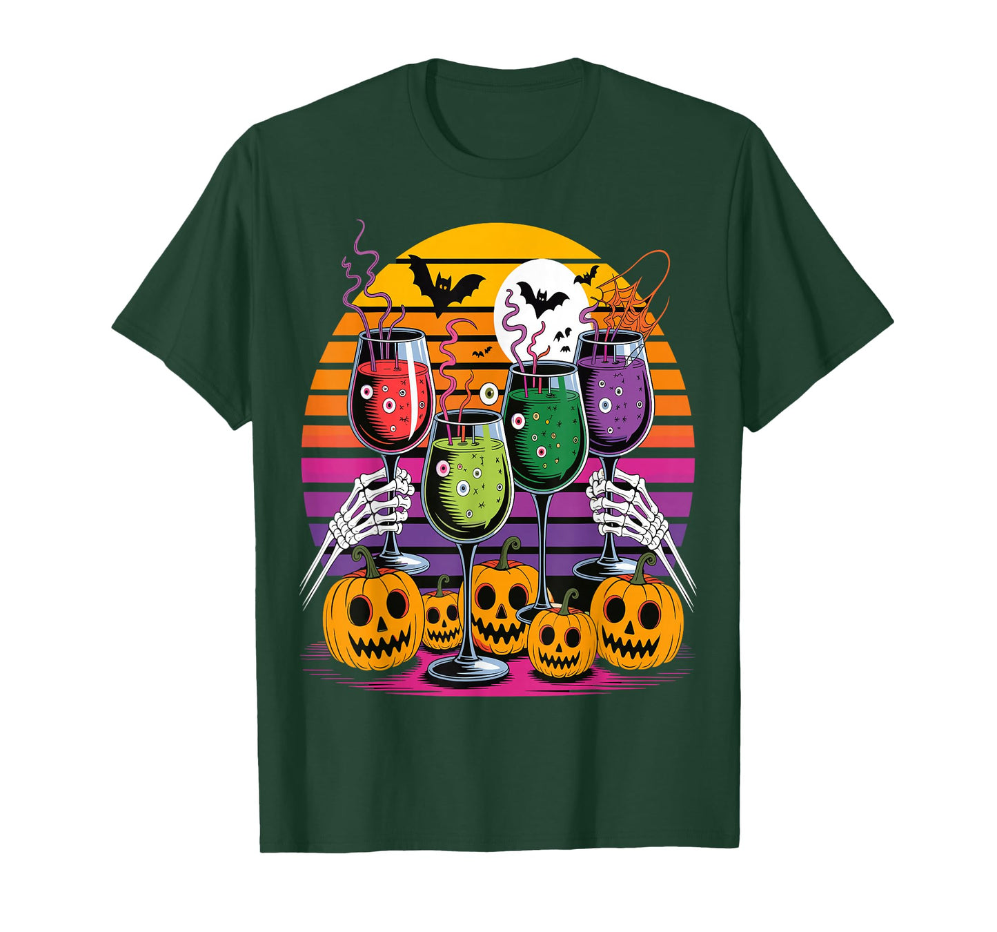 Glasses of Wine Halloween Costume Funny Spooky Tee T-Shirt