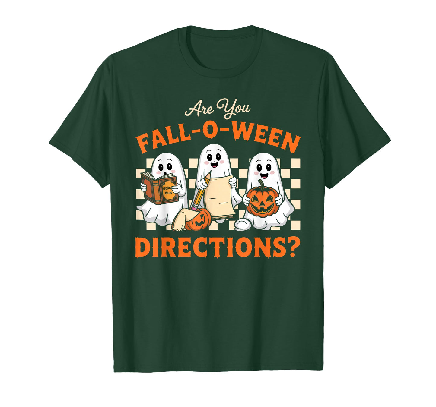 Retro are You Fall O Ween Directions Teacher Halloween Ghost T-Shirt