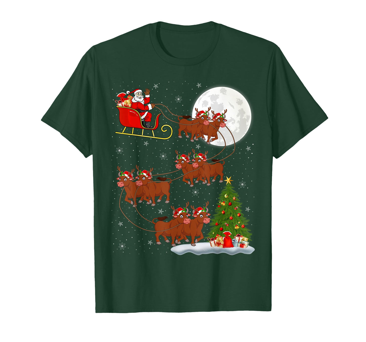 Buffalo Santa Sleigh Flying Funny Magical Christmas T-Shirt