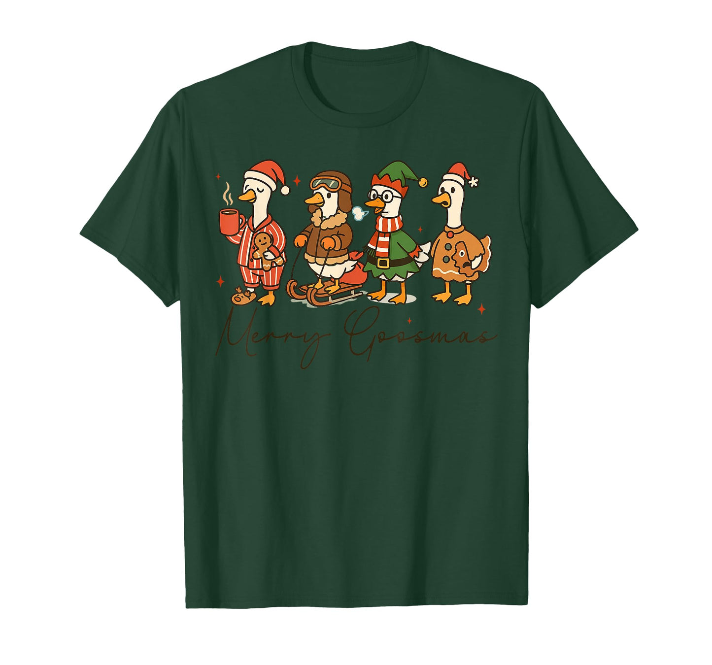 Retro Merry Goosmas Christmas Goose Animals Xmas Pajamas T-Shirt