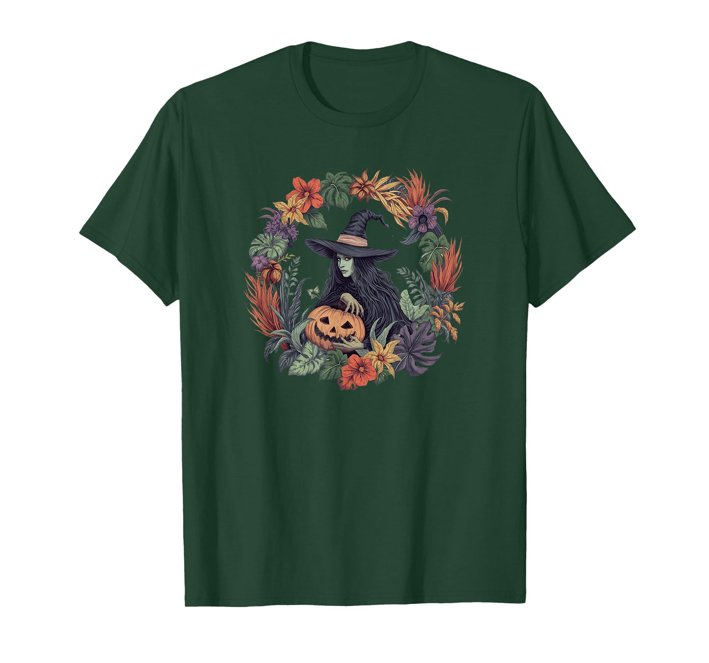 Fall Witch Halloween Pumpkin Boo Wreath Plants Graphics T-Shirt