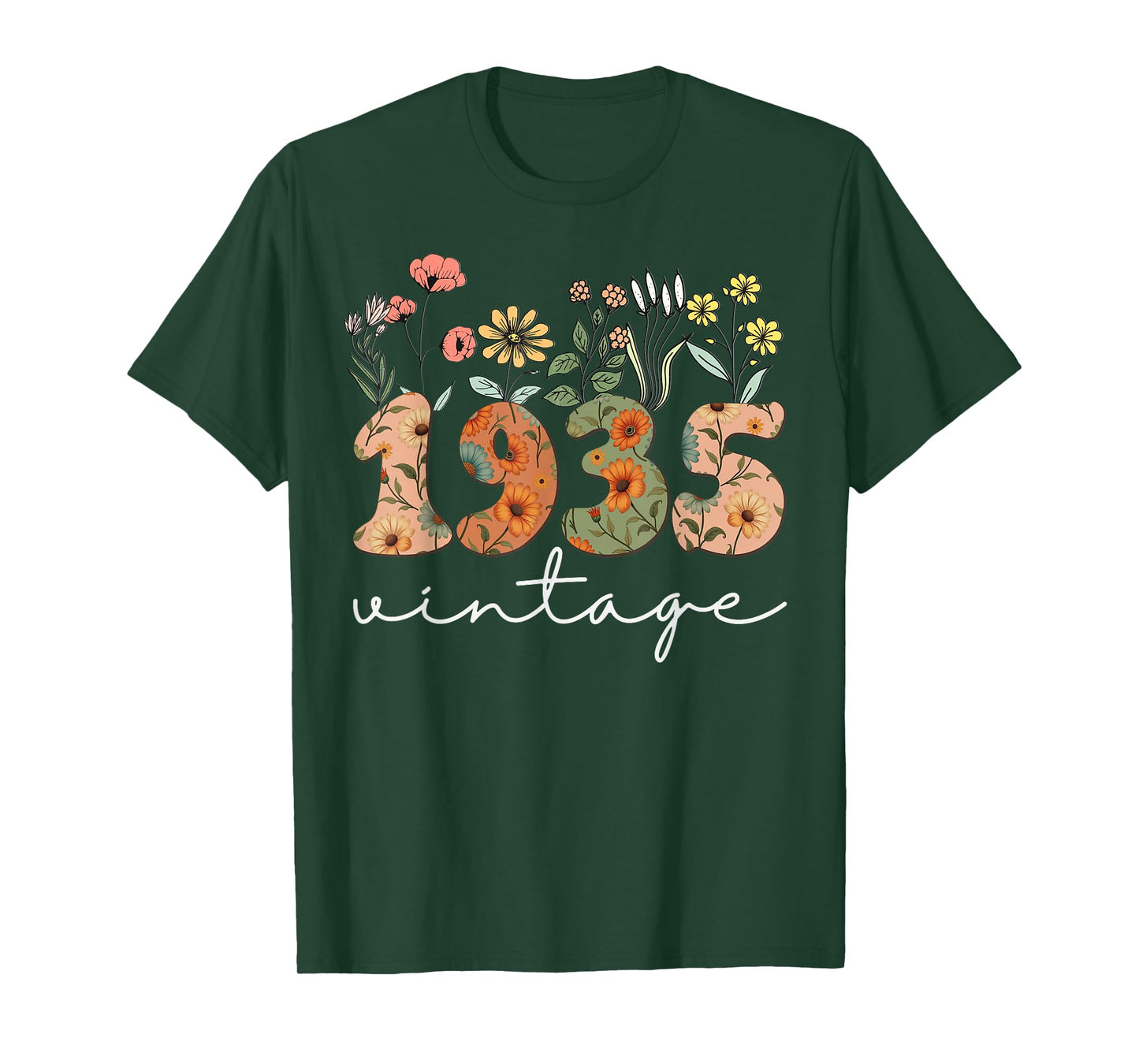 90 Years Old Vintage 1935 90th Birthday Tee Wildflower Women T-Shirt